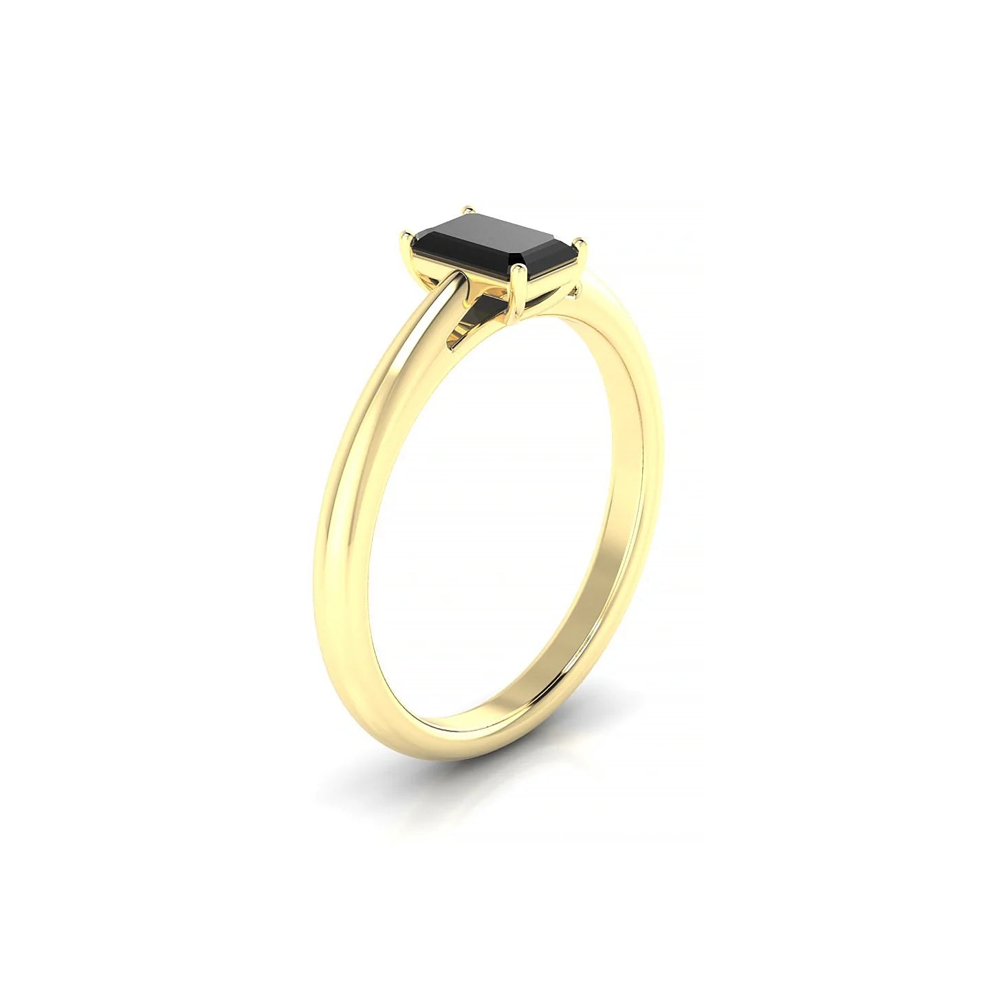 Treasure | 18k Yellow Gold 6 x 4 mm Emerald Black Diamond Ring