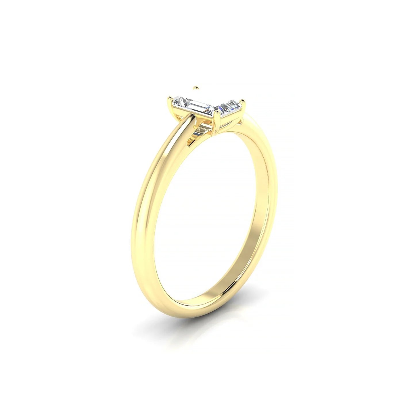 Treasure | 18k Yellow Gold 6 x 4 mm Emerald Diamond Ring