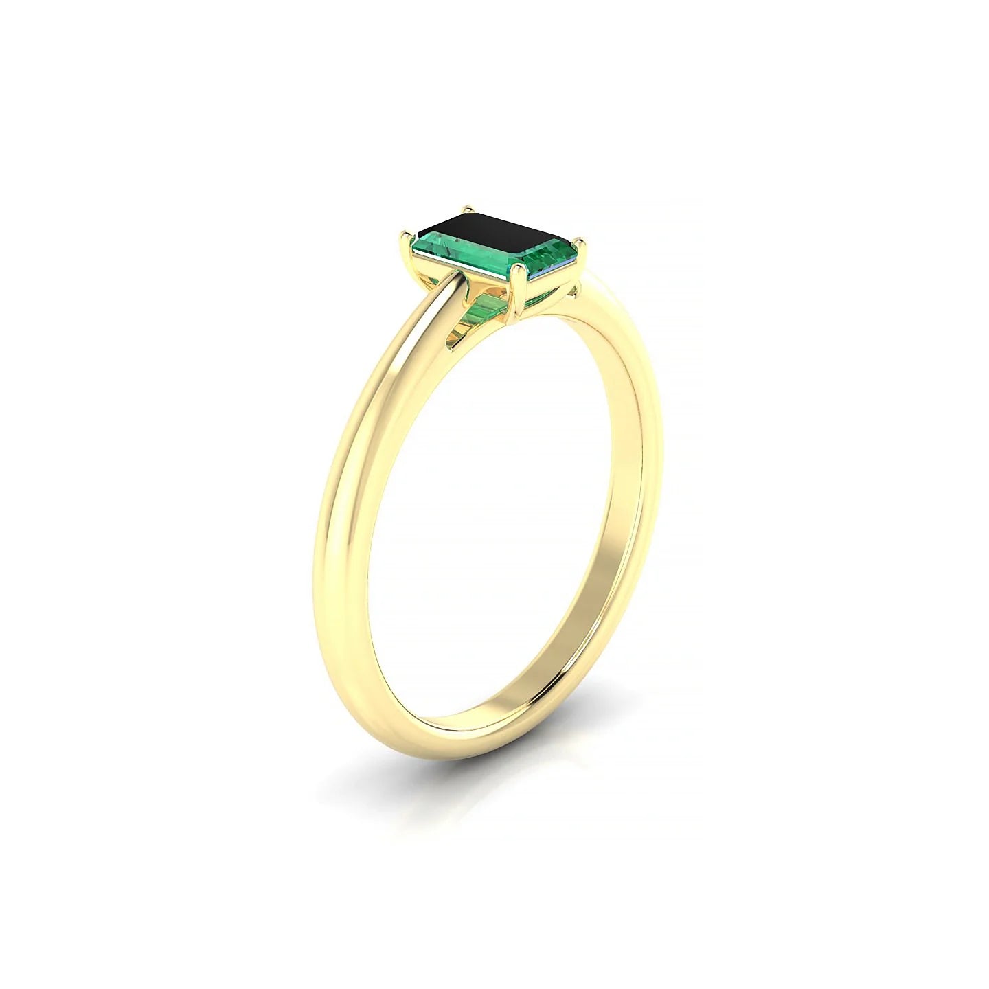 Treasure | 18k Yellow Gold 6 x 4 mm Emerald Emerald Ring