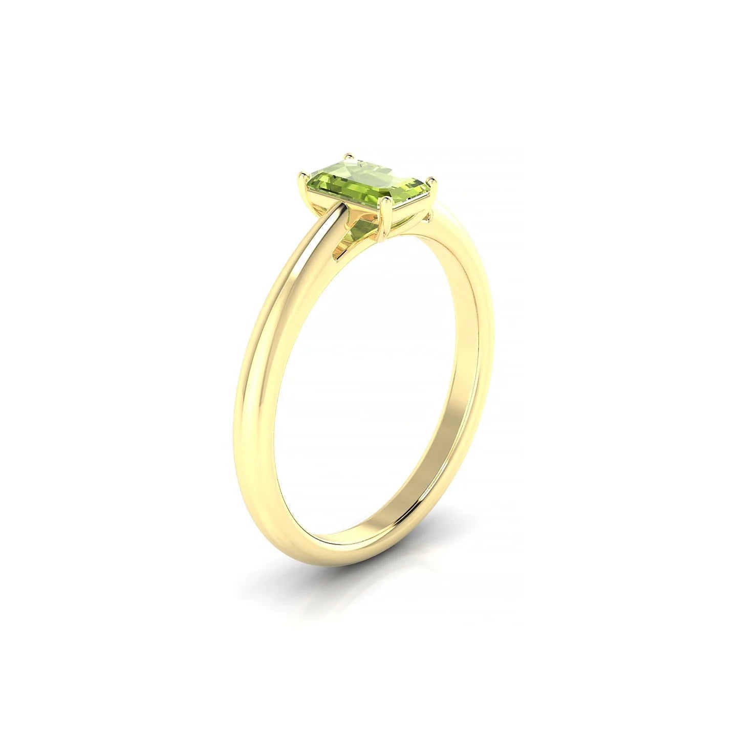 Treasure | 18k Yellow Gold 6 x 4 mm Emerald Peridot Ring