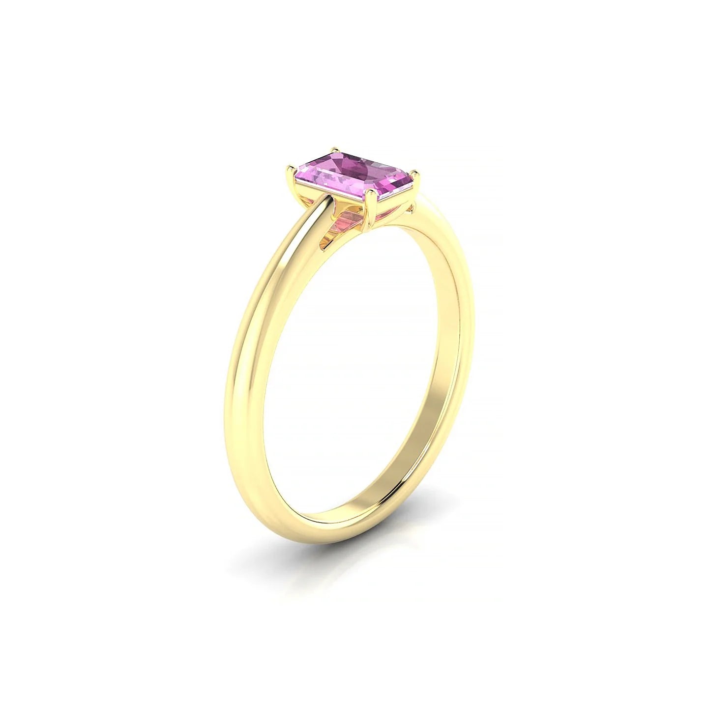 Treasure | 18k Yellow Gold 6 x 4 mm Emerald Pink Sapphire Ring