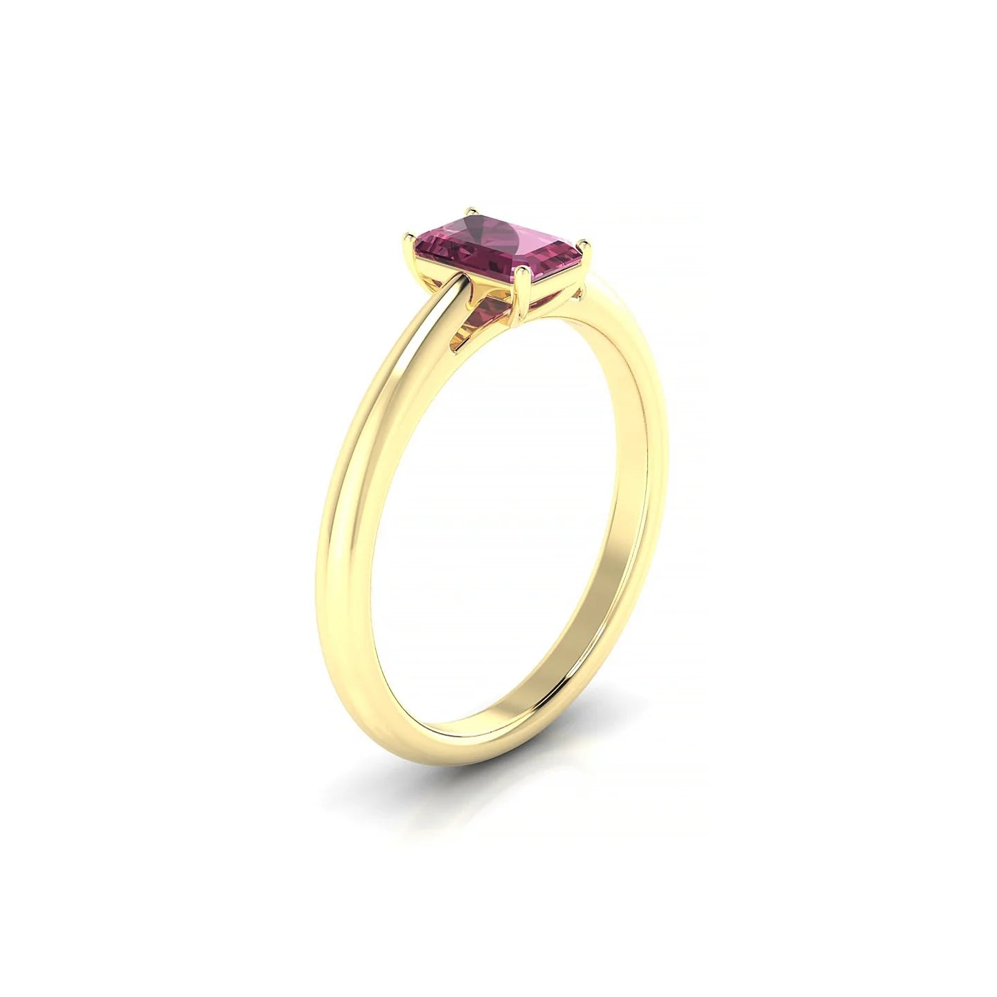 Treasure | 18k Yellow Gold 6 x 4 mm Emerald Rhodolite Ring
