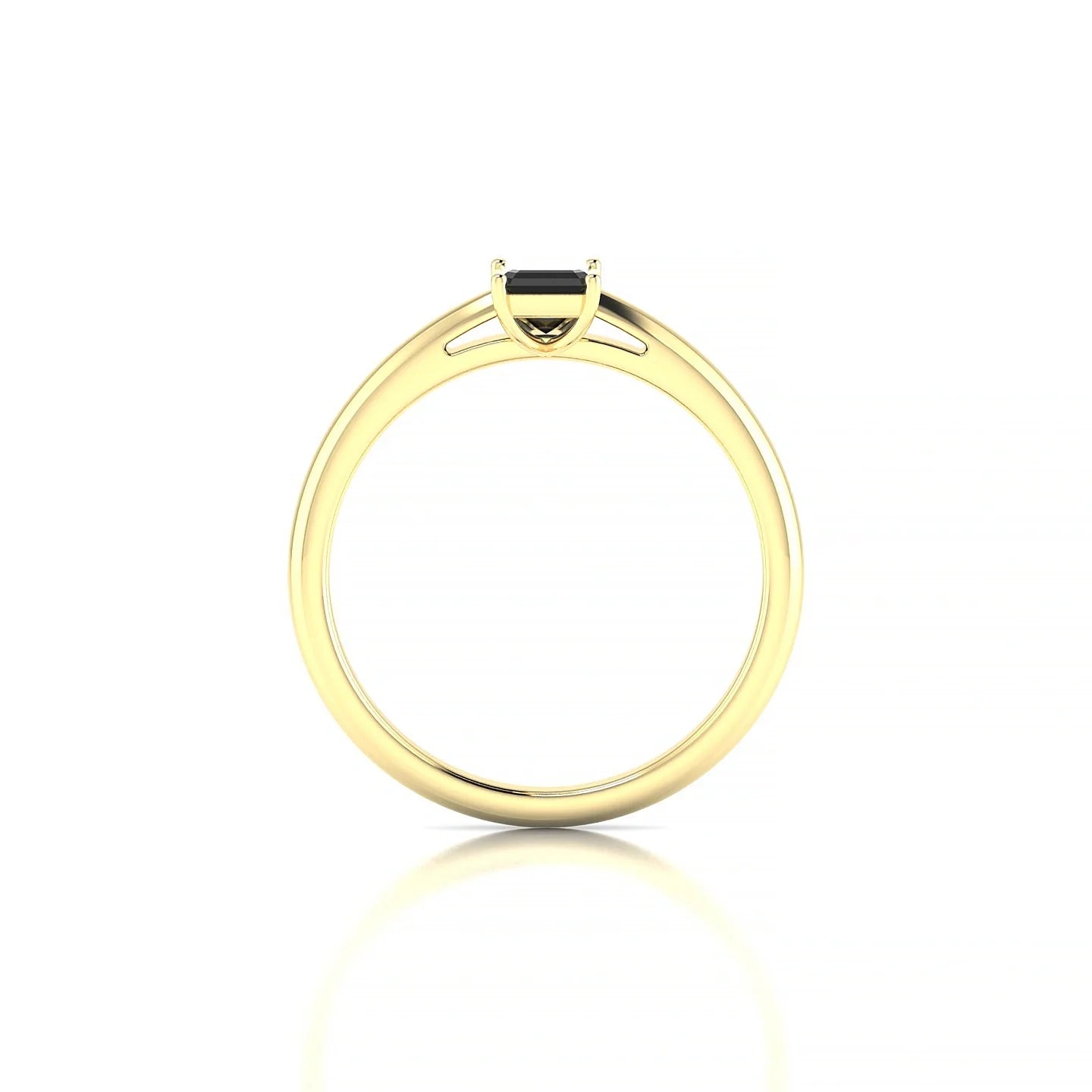 Treasure | 18k Yellow Gold 6 x 4 mm Emerald Black Diamond Ring
