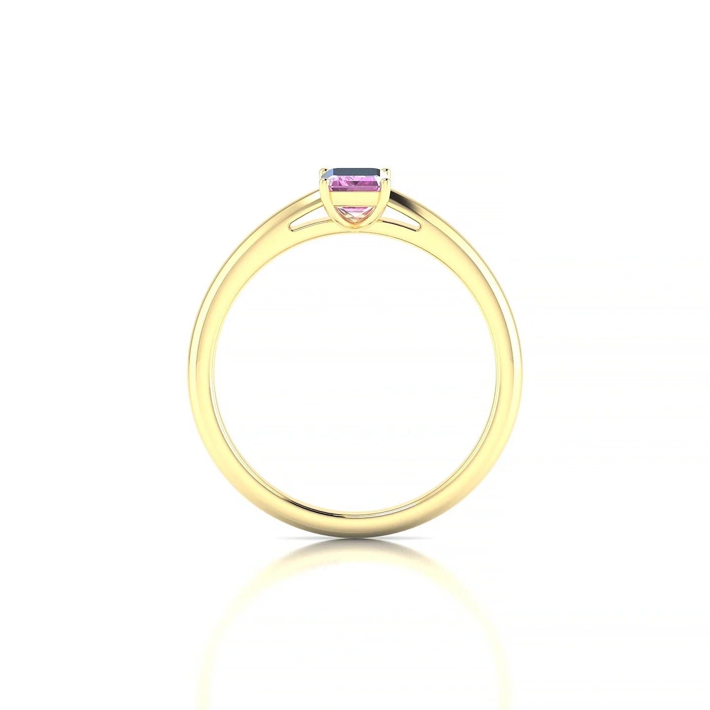 Treasure | 18k Yellow Gold 6 x 4 mm Emerald Pink Sapphire Ring