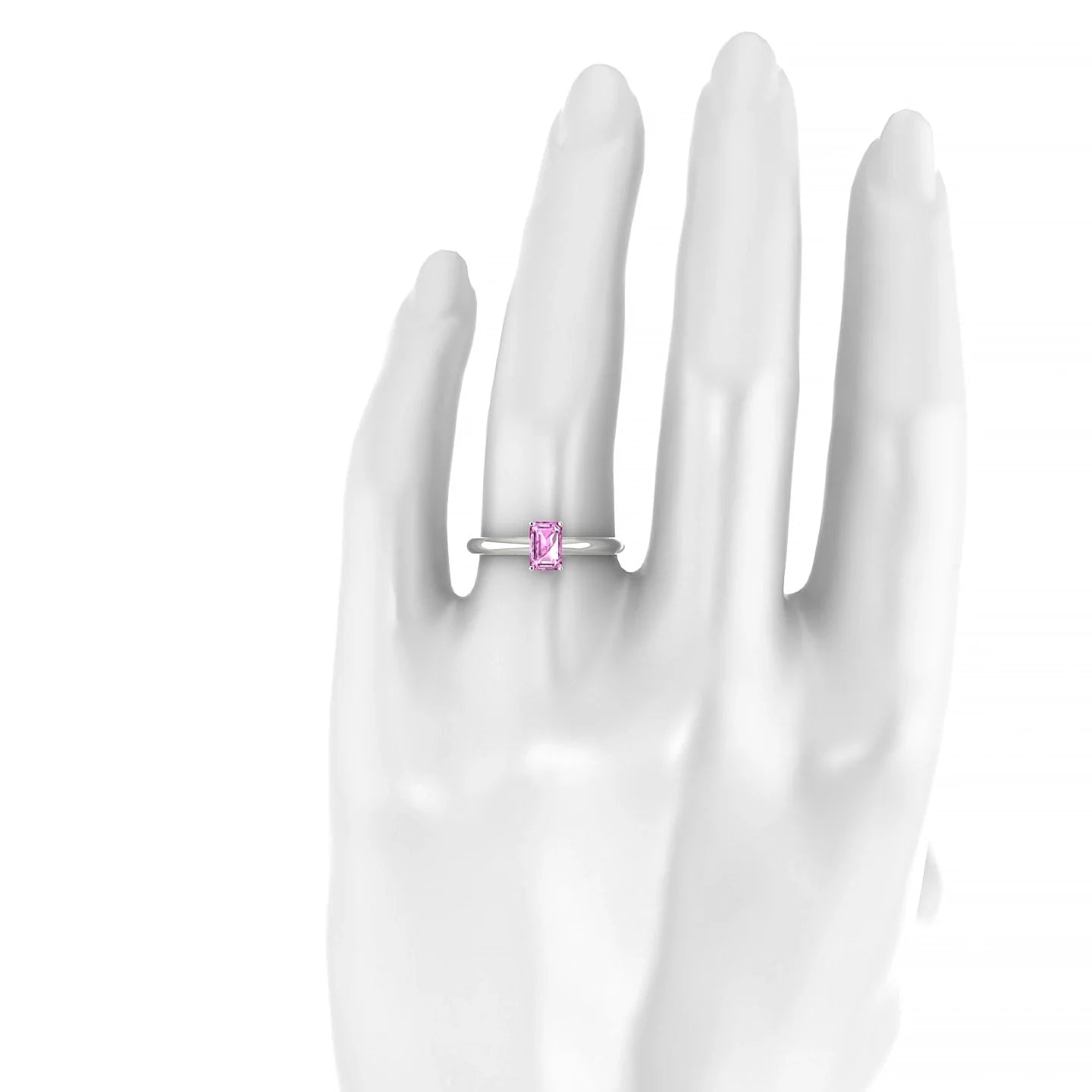 Treasure | 18k White Gold 6 x 4 mm Emerald Pink Sapphire Ring