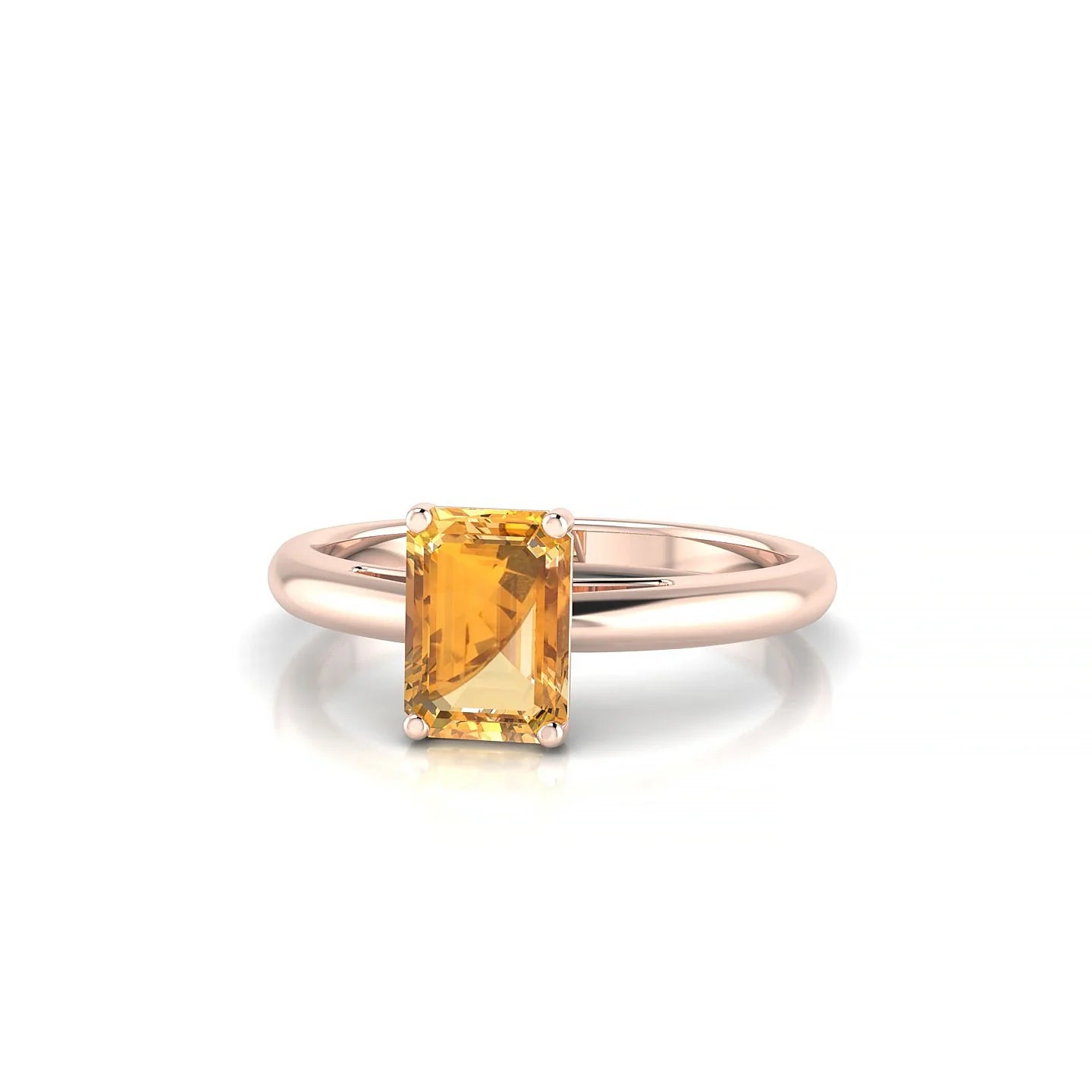 Treasure | 18k Rose Gold 7 x 5 mm Emerald Citrine Ring