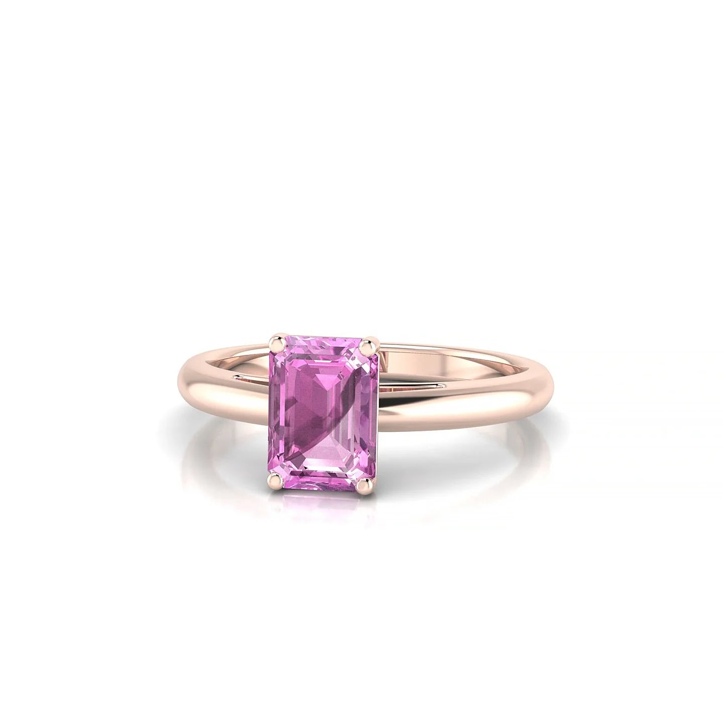 Treasure | 18k Rose Gold 7 x 5 mm Emerald Pink Sapphire Ring