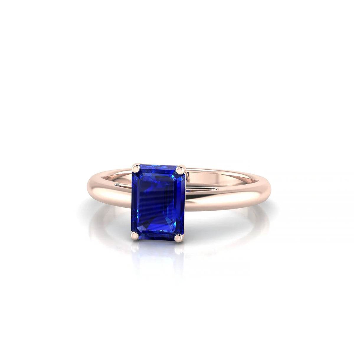 Treasure | 18k Rose Gold 7 x 5 mm Emerald Sapphire Ring