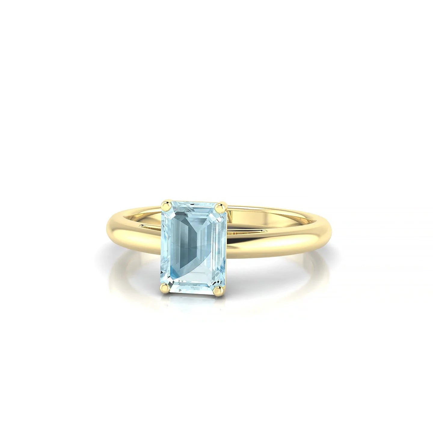 Treasure | 18k Yellow Gold 7 x 5 mm Emerald Aquamarine Ring