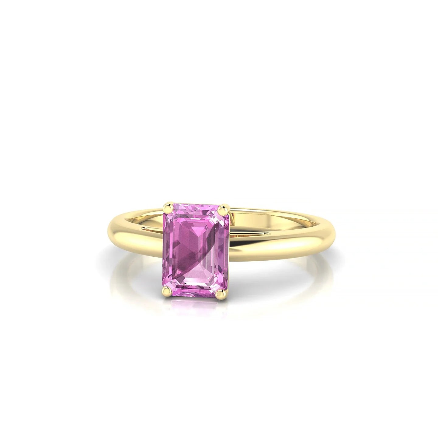 Treasure | 18k Yellow Gold 7 x 5 mm Emerald Pink Sapphire Ring