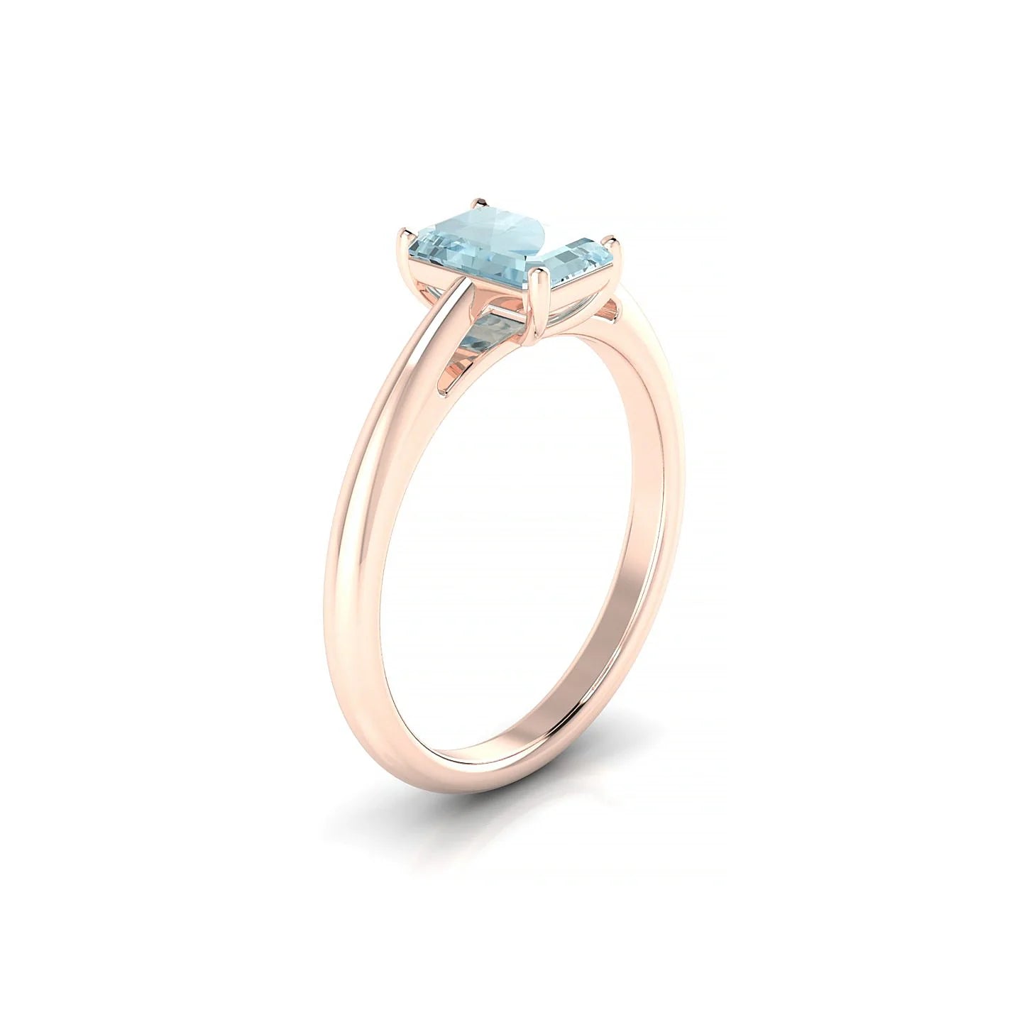 Treasure | 18k Rose Gold 7 x 5 mm Emerald Aquamarine Ring