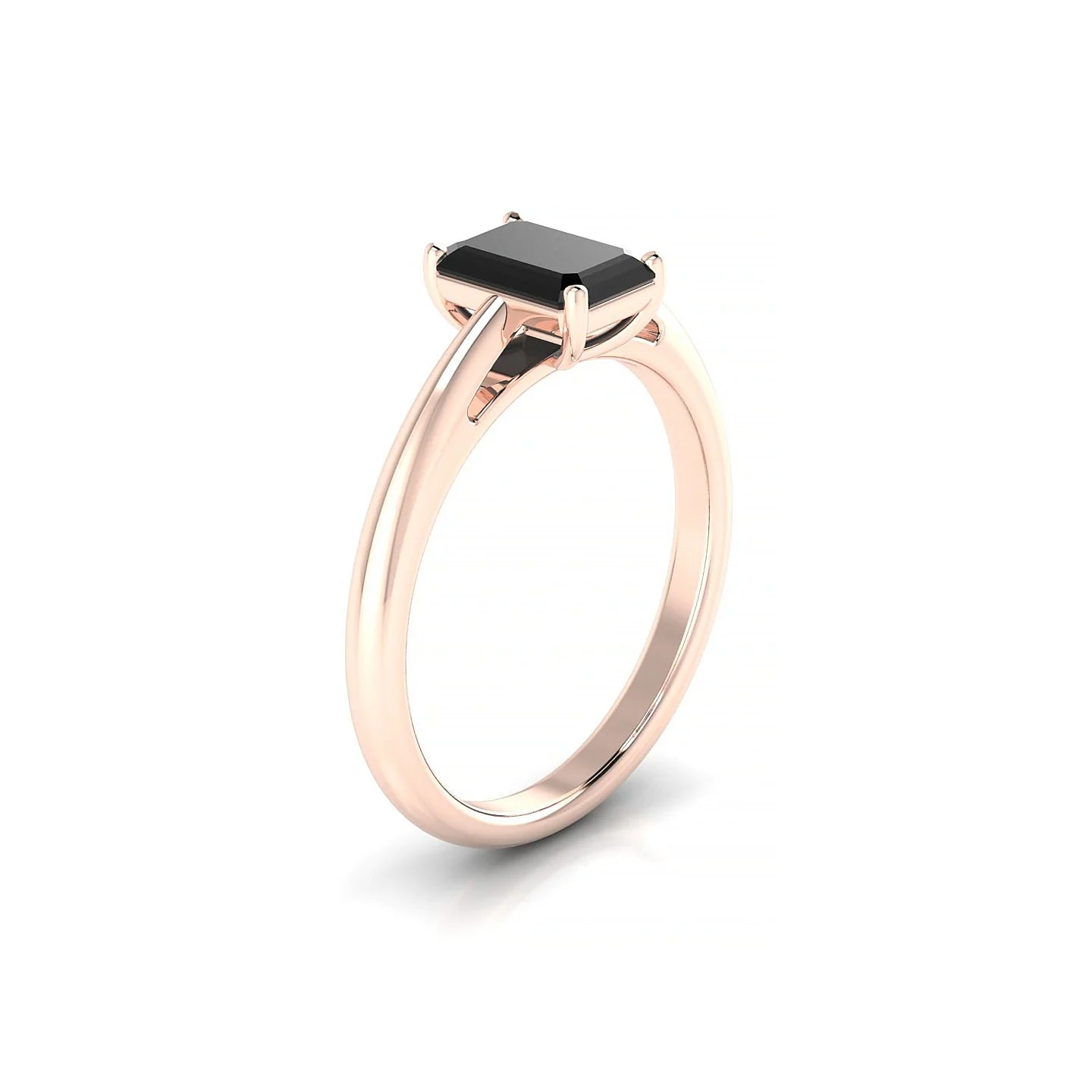 Treasure | 18k Rose Gold 7 x 5 mm Emerald Black Diamond Ring