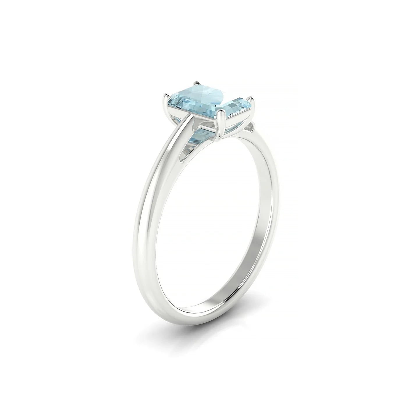 Treasure | 18k White Gold 7 x 5 mm Emerald Aquamarine Ring
