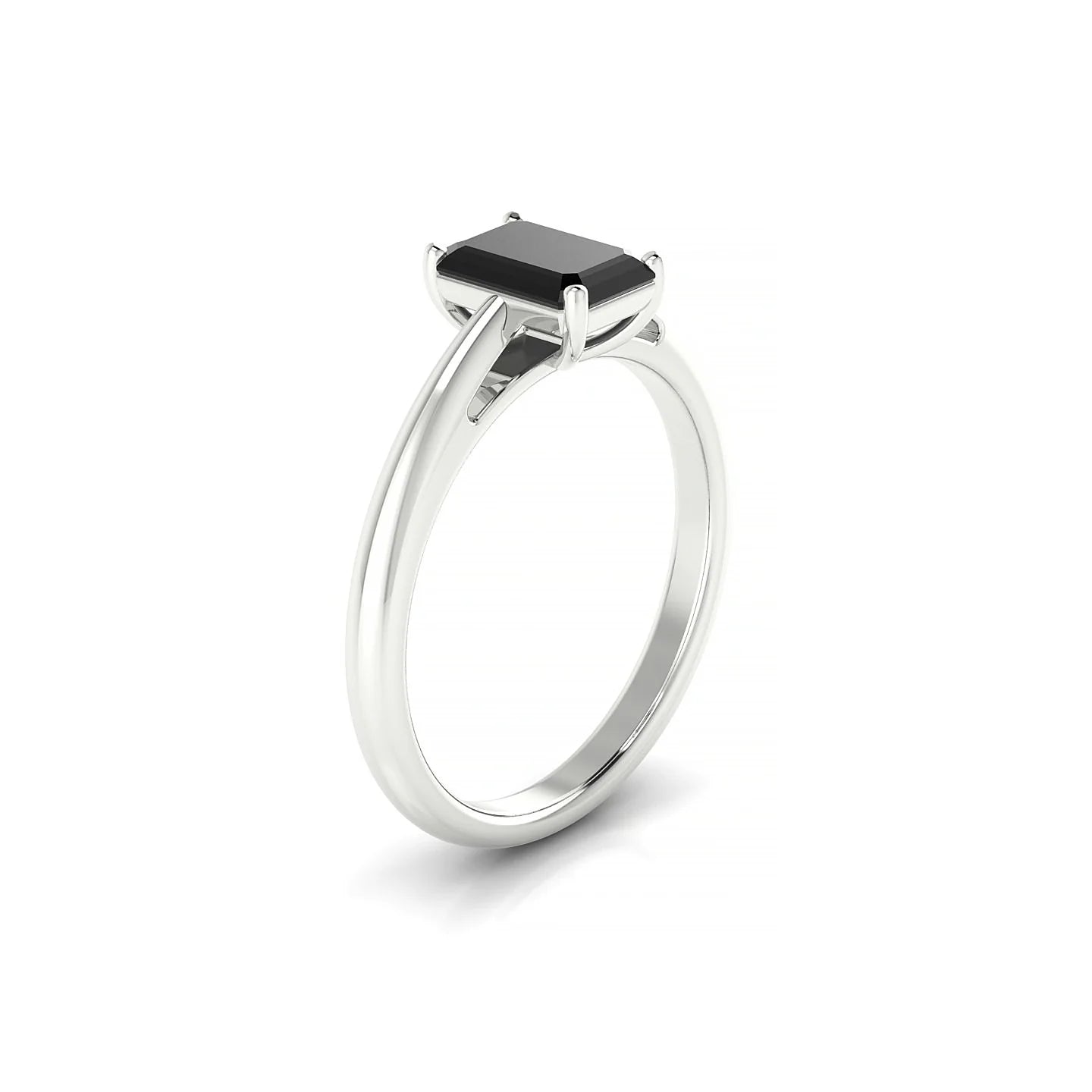 Treasure | 18k White Gold 7 x 5 mm Emerald Black Diamond Ring