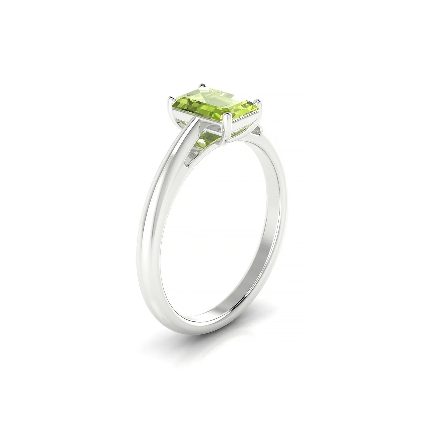 Treasure | 18k White Gold 7 x 5 mm Emerald Peridot Ring