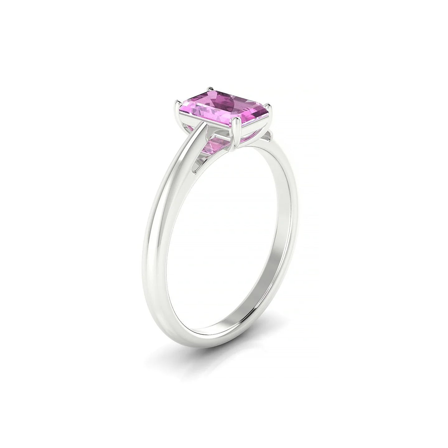 Treasure | 18k White Gold 7 x 5 mm Emerald Pink Sapphire Ring