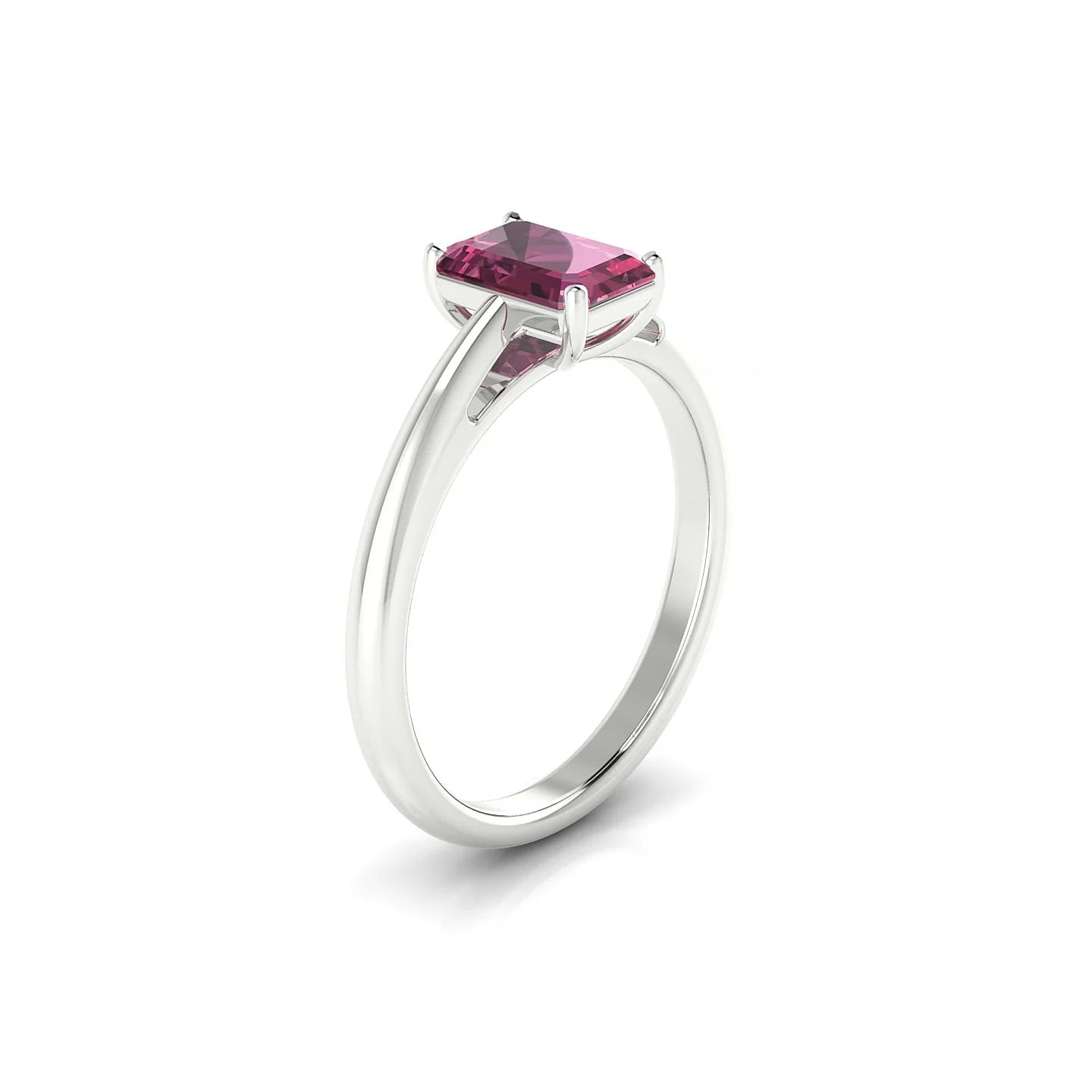 Treasure | 18k White Gold 7 x 5 mm Emerald Rhodolite Ring