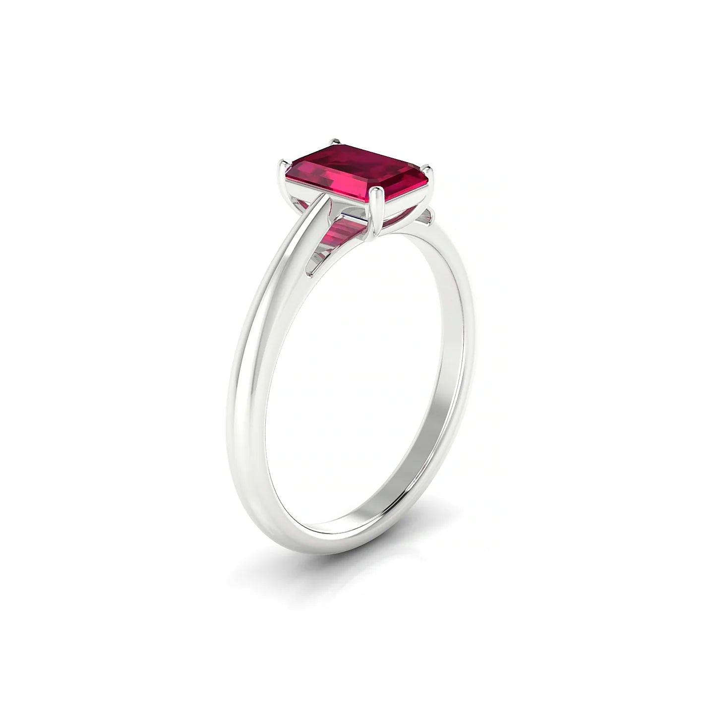 Treasure | 18k White Gold 7 x 5 mm Emerald Ruby Ring