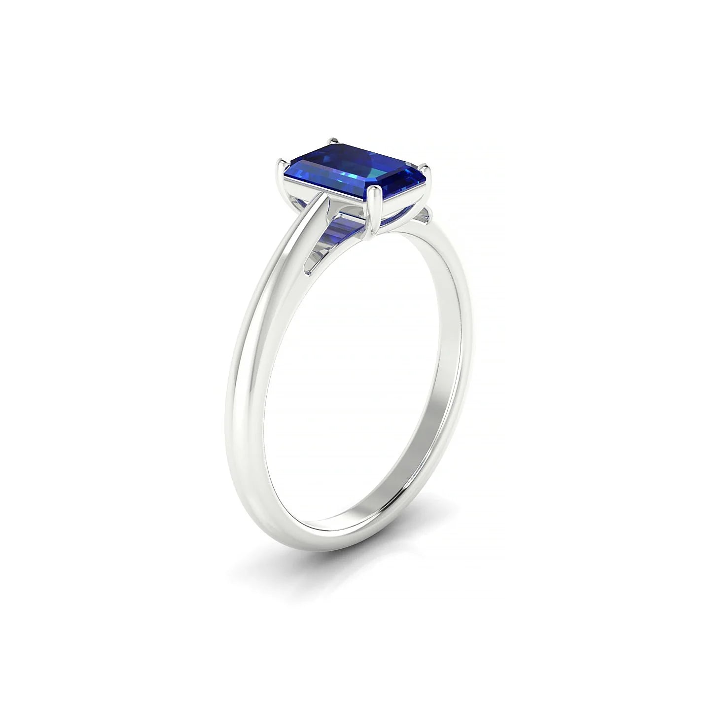Treasure | 18k White Gold 7 x 5 mm Emerald Sapphire Ring