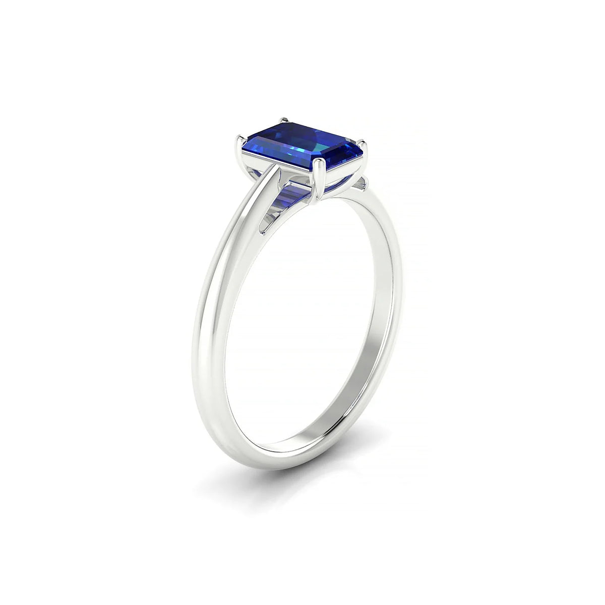 Treasure | 18k White Gold 7 x 5 mm Emerald Sapphire Ring