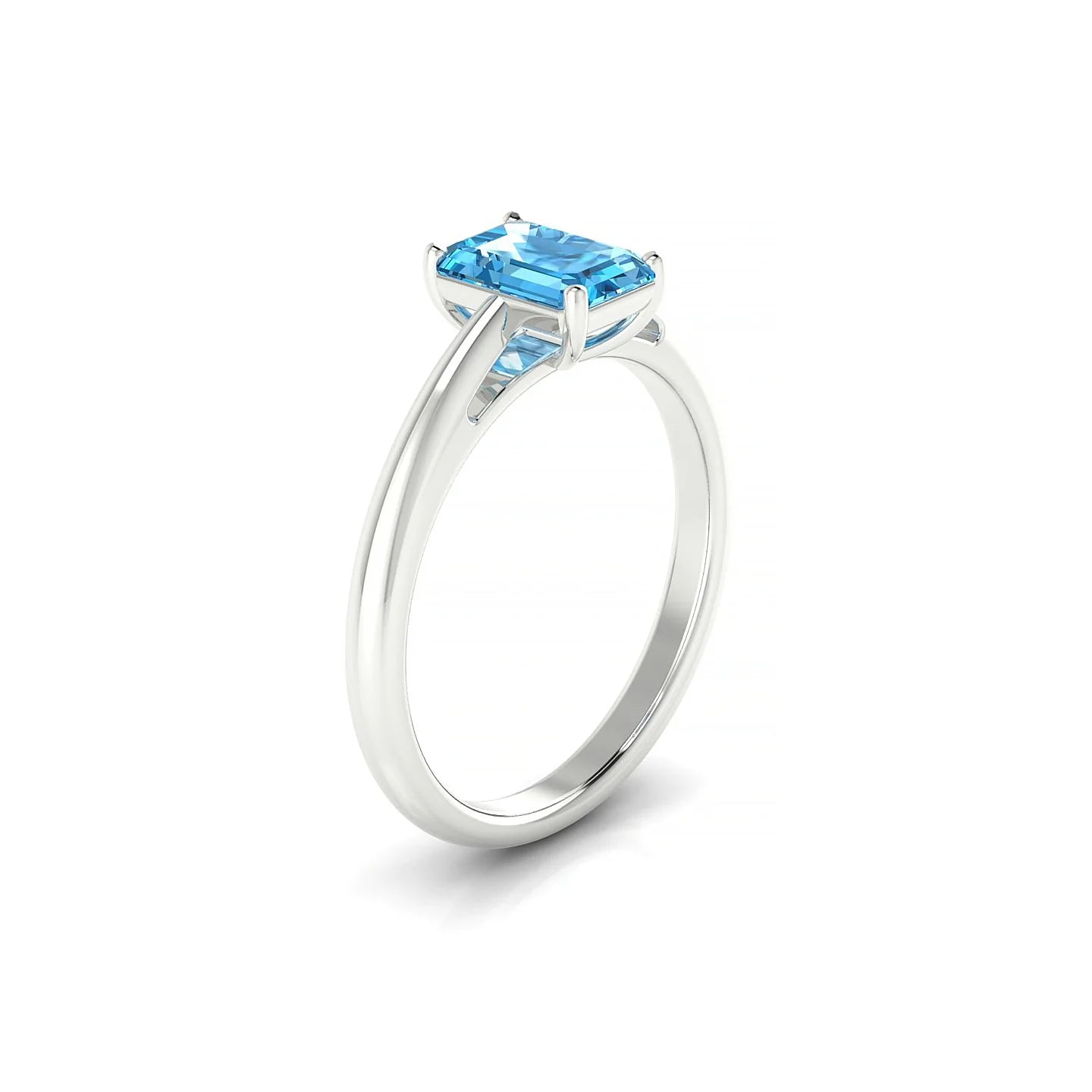 Treasure | 18k White Gold 7 x 5 mm Emerald Topaz Ring