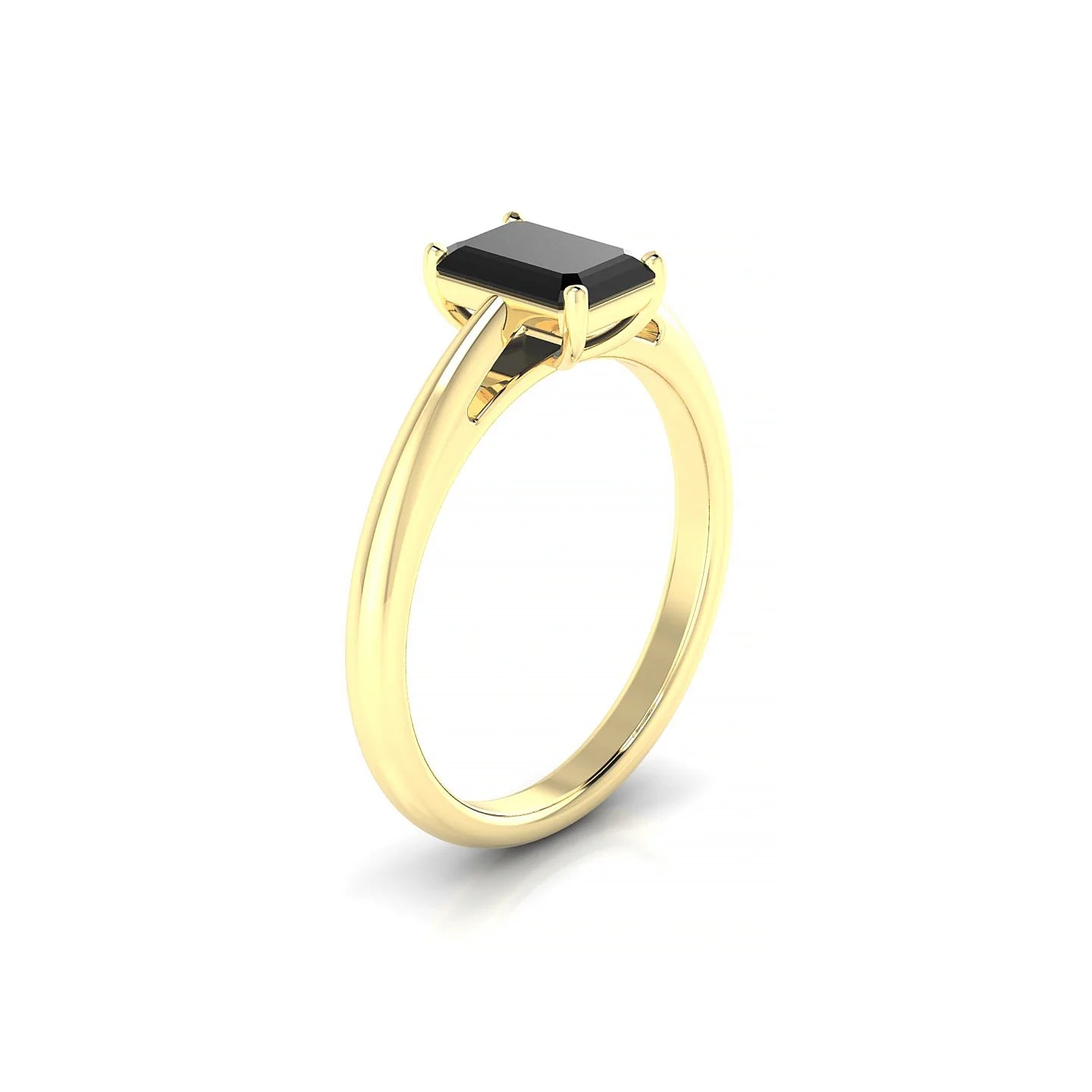 Treasure | 18k Yellow Gold 7 x 5 mm Emerald Black Diamond Ring