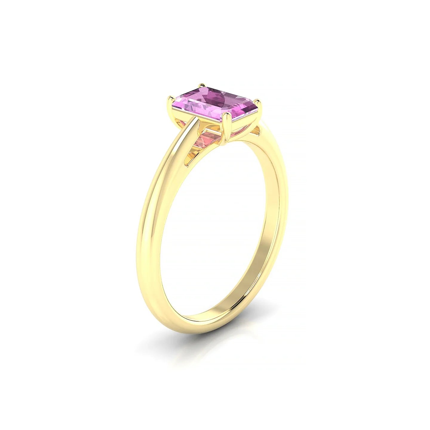 Treasure | 18k Yellow Gold 7 x 5 mm Emerald Pink Sapphire Ring