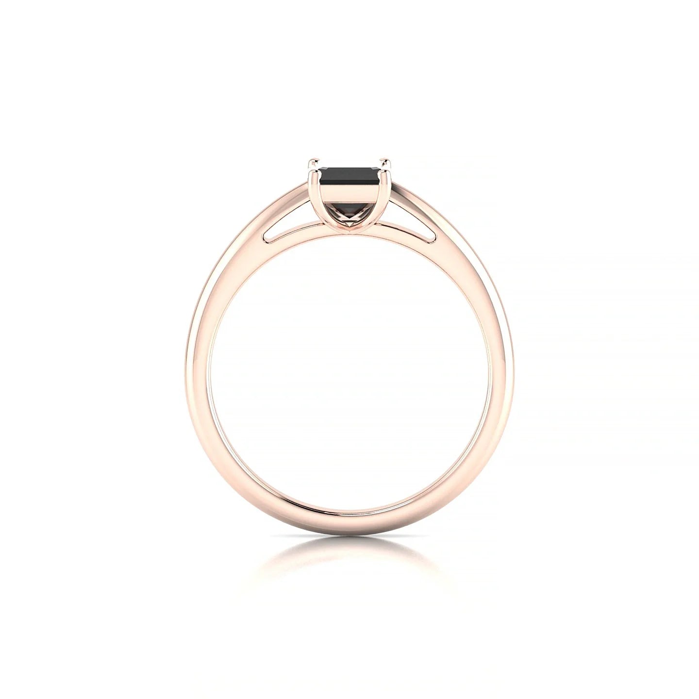 Treasure | 18k Rose Gold 7 x 5 mm Emerald Black Diamond Ring
