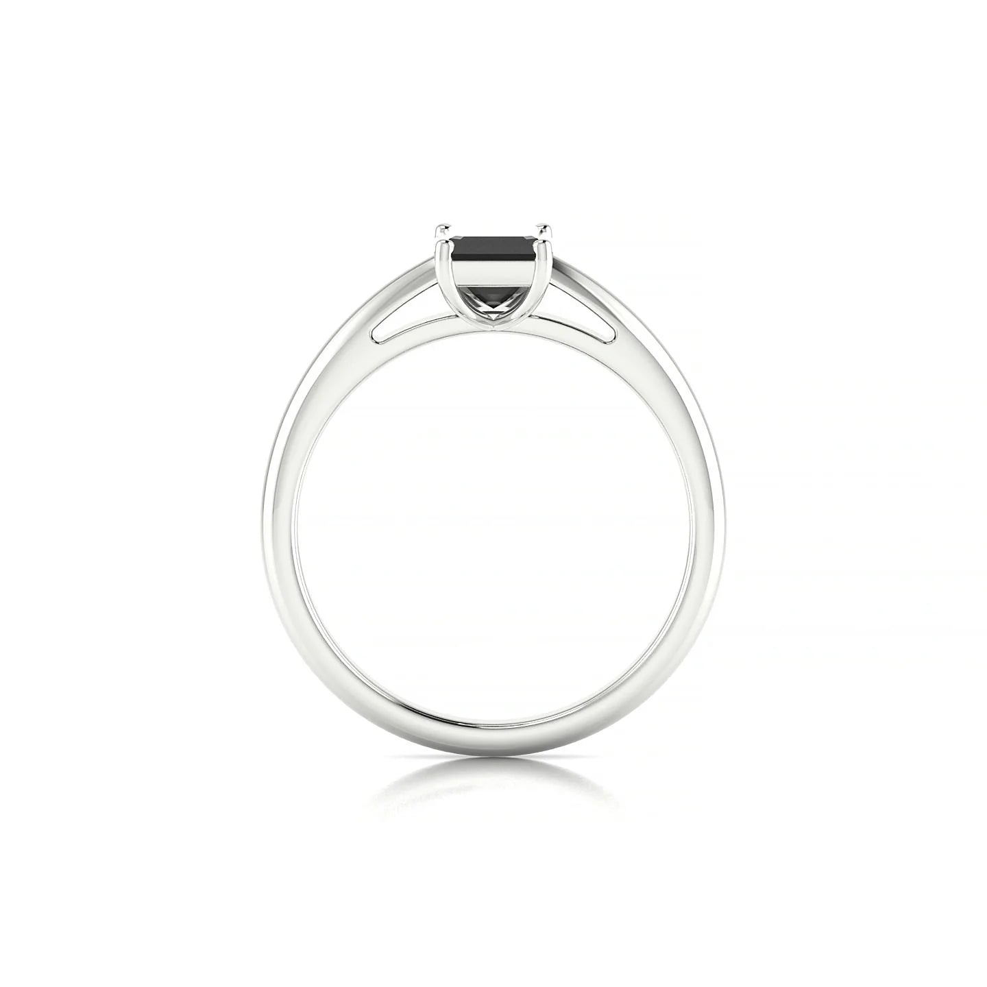 Treasure | 18k White Gold 7 x 5 mm Emerald Black Diamond Ring