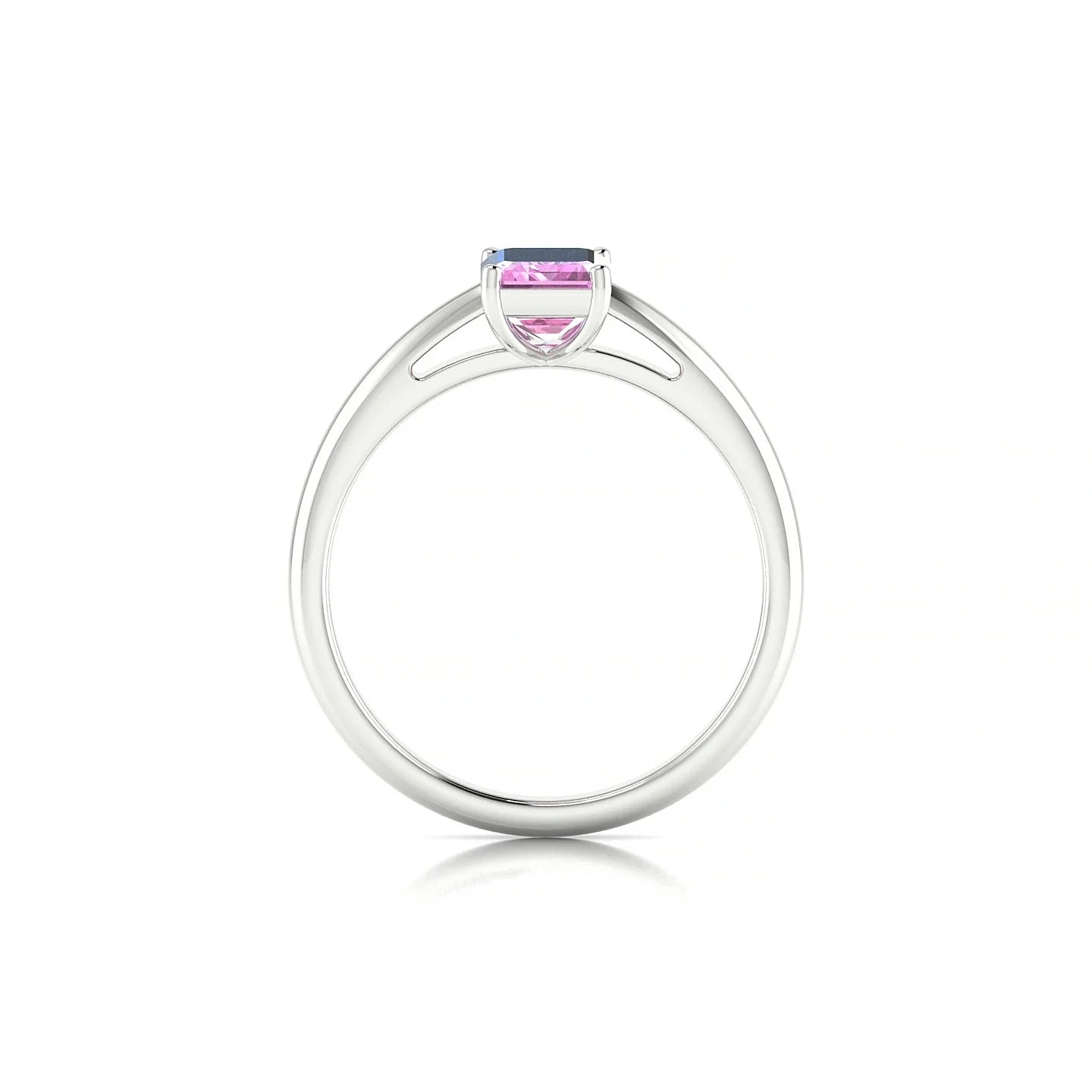 Treasure | 18k White Gold 7 x 5 mm Emerald Pink Sapphire Ring