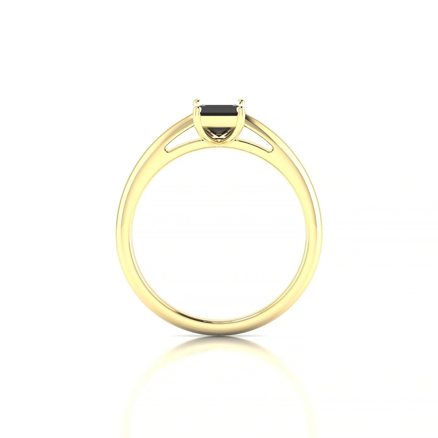 Treasure | 18k Yellow Gold 7 x 5 mm Emerald Black Diamond Ring