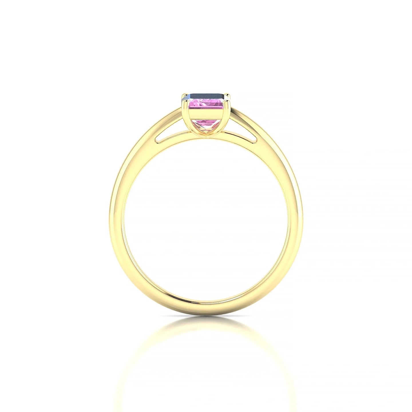 Treasure | 18k Yellow Gold 7 x 5 mm Emerald Pink Sapphire Ring