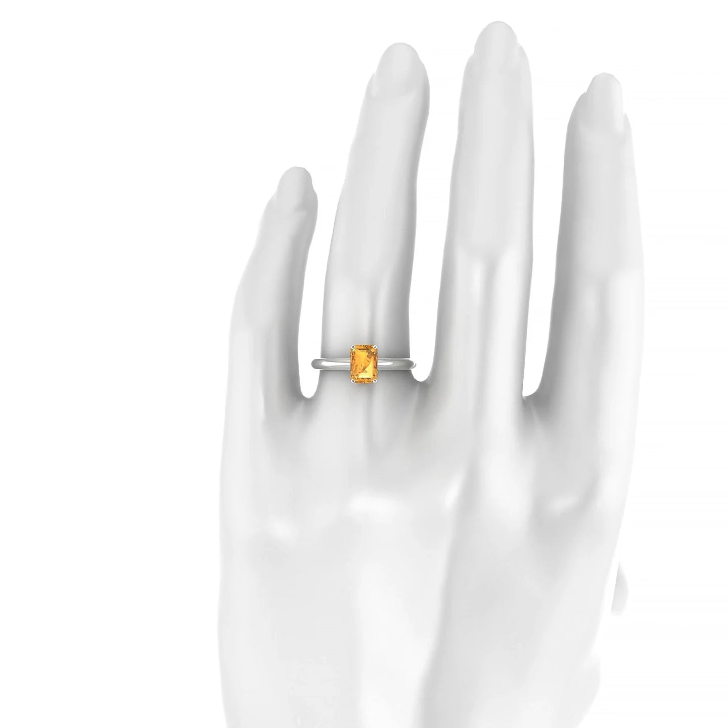 Treasure | 18k White Gold 7 x 5 mm Emerald Citrine Ring
