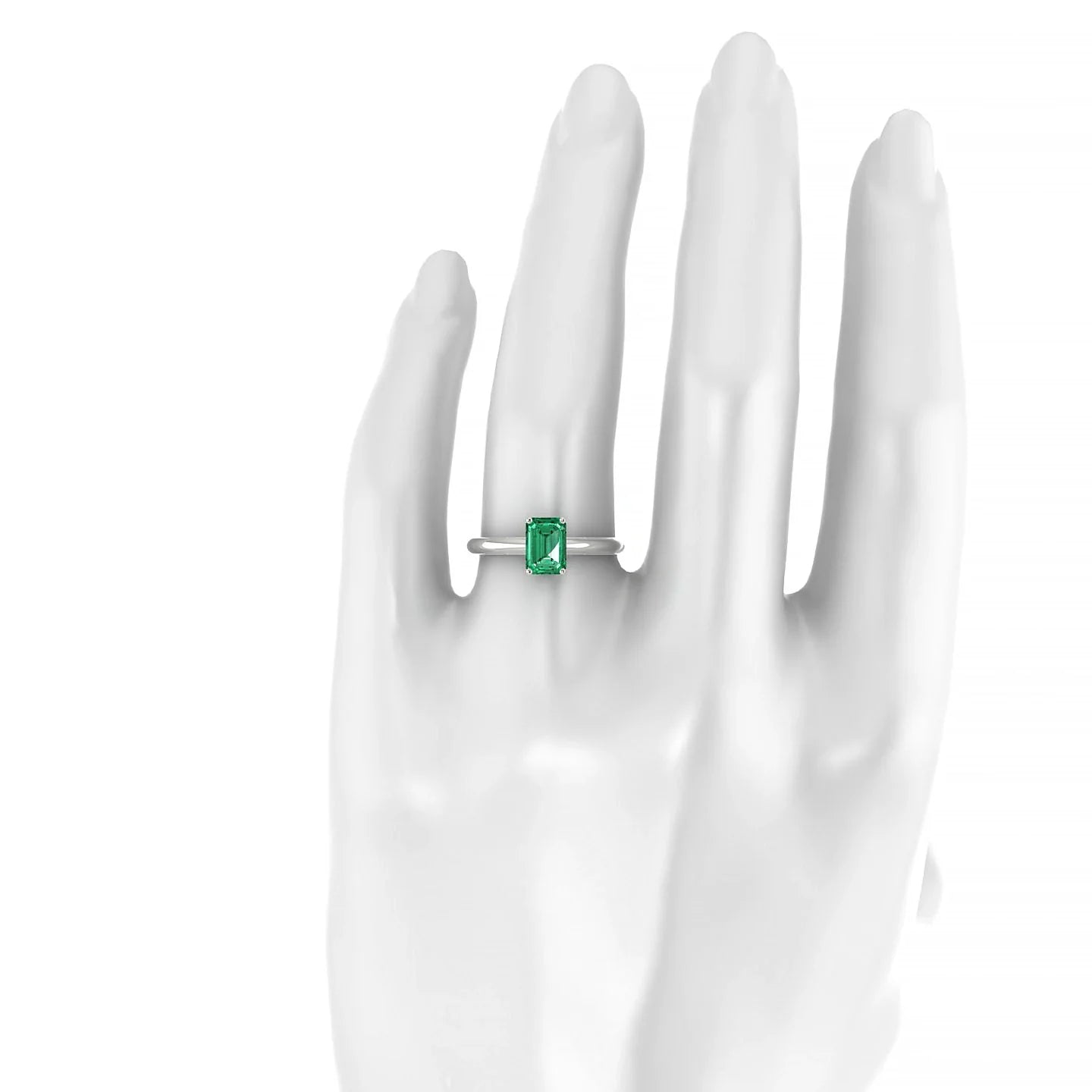 Treasure | 18k White Gold 7 x 5 mm Emerald Emerald Ring