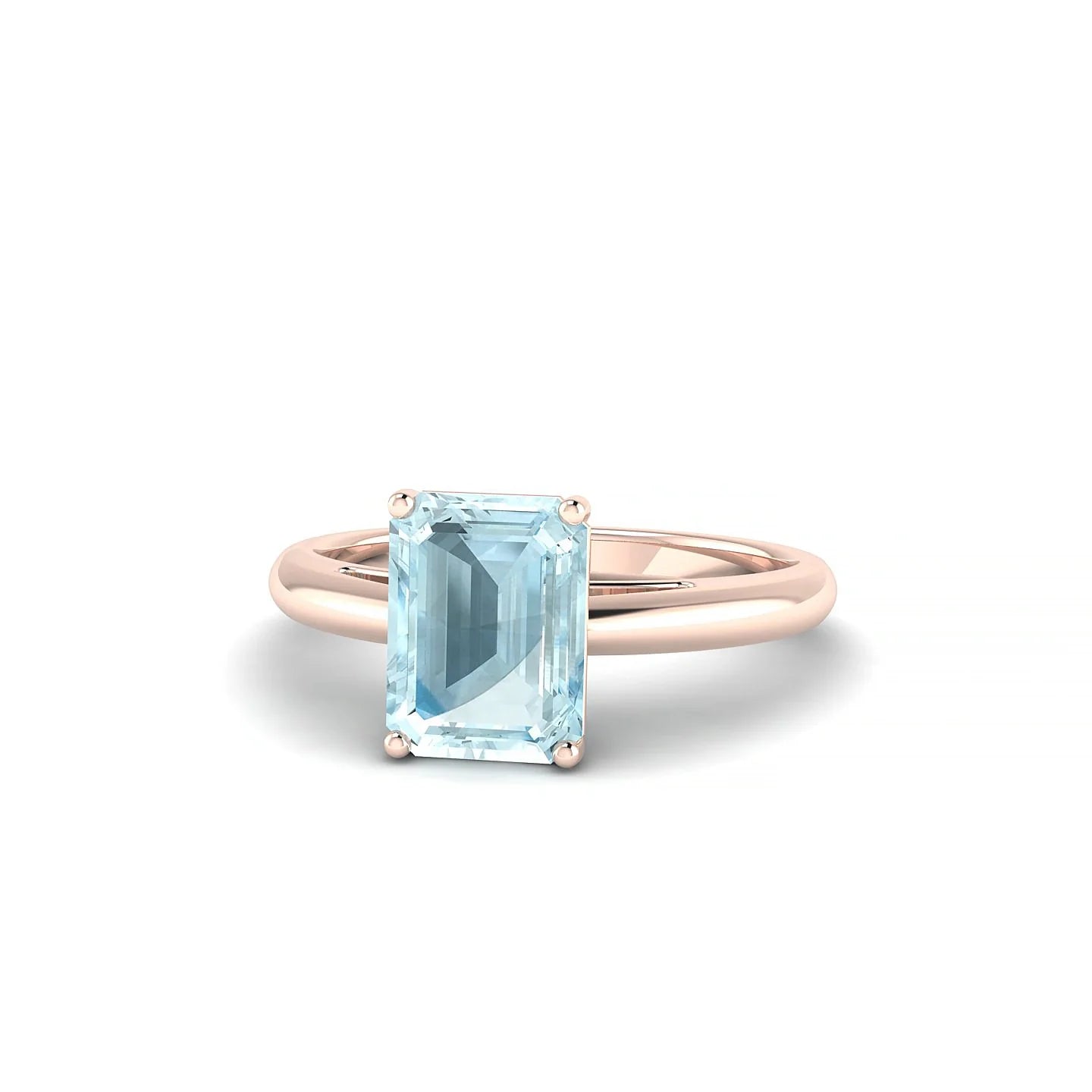 Treasure | 18k Rose Gold 8 x 6 mm Emerald Aquamarine Ring