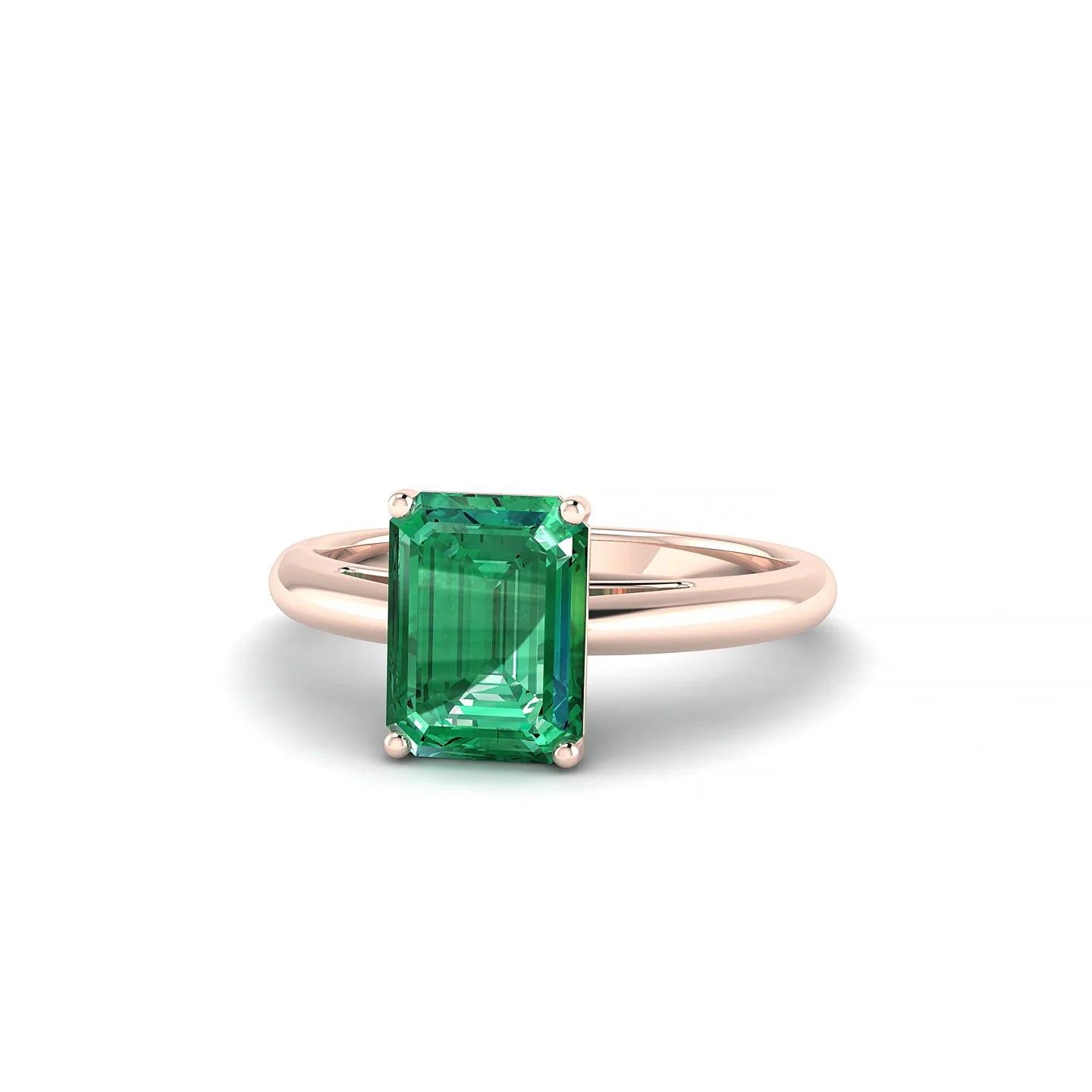 Treasure | 18k Rose Gold 8 x 6 mm Emerald Emerald Ring