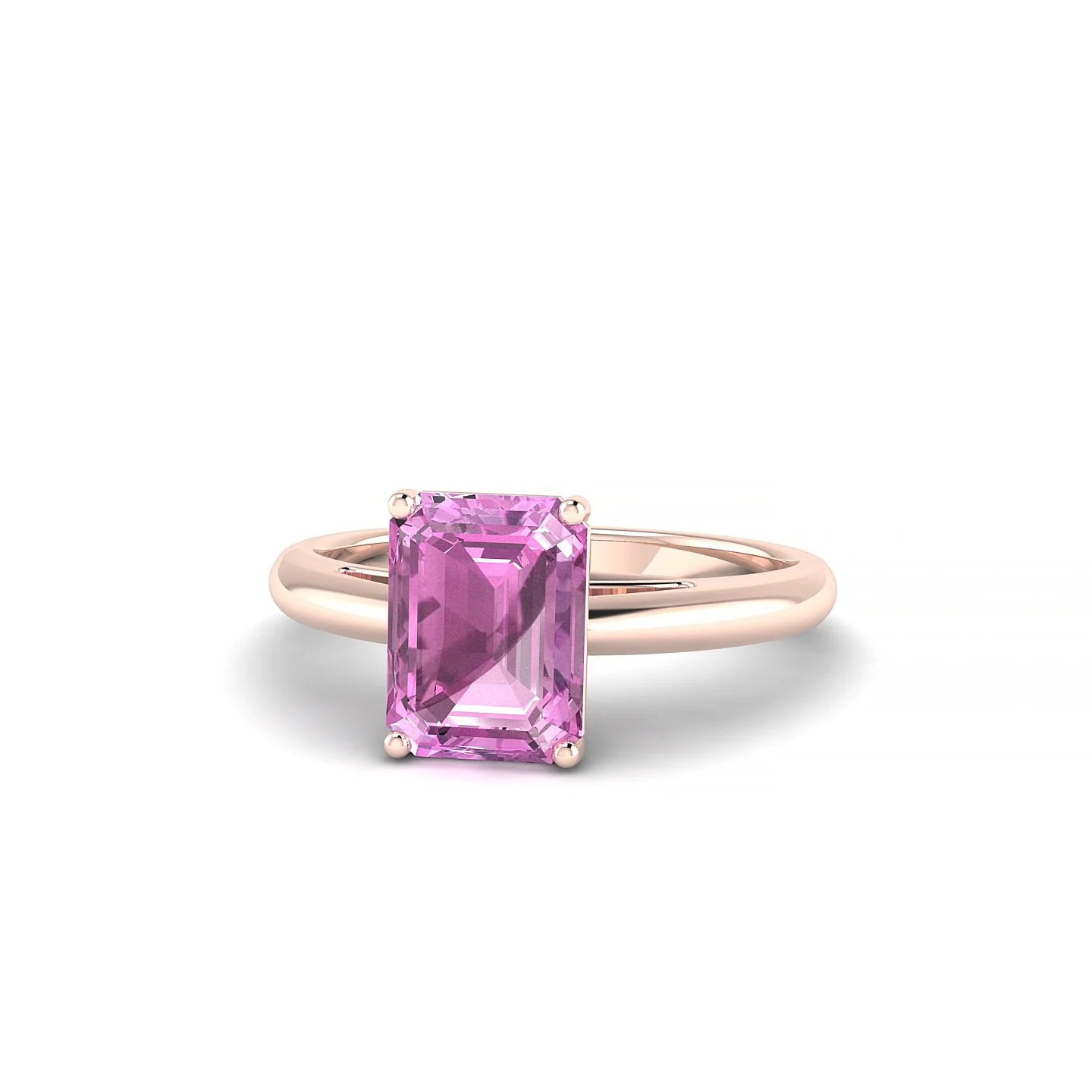 Treasure | 18k Rose Gold 8 x 6 mm Emerald Pink Sapphire Ring
