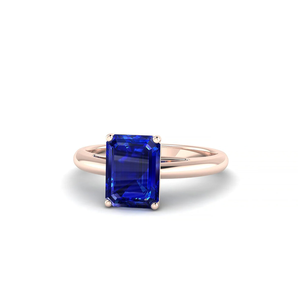 Treasure | 18k Rose Gold 8 x 6 mm Emerald Sapphire Ring