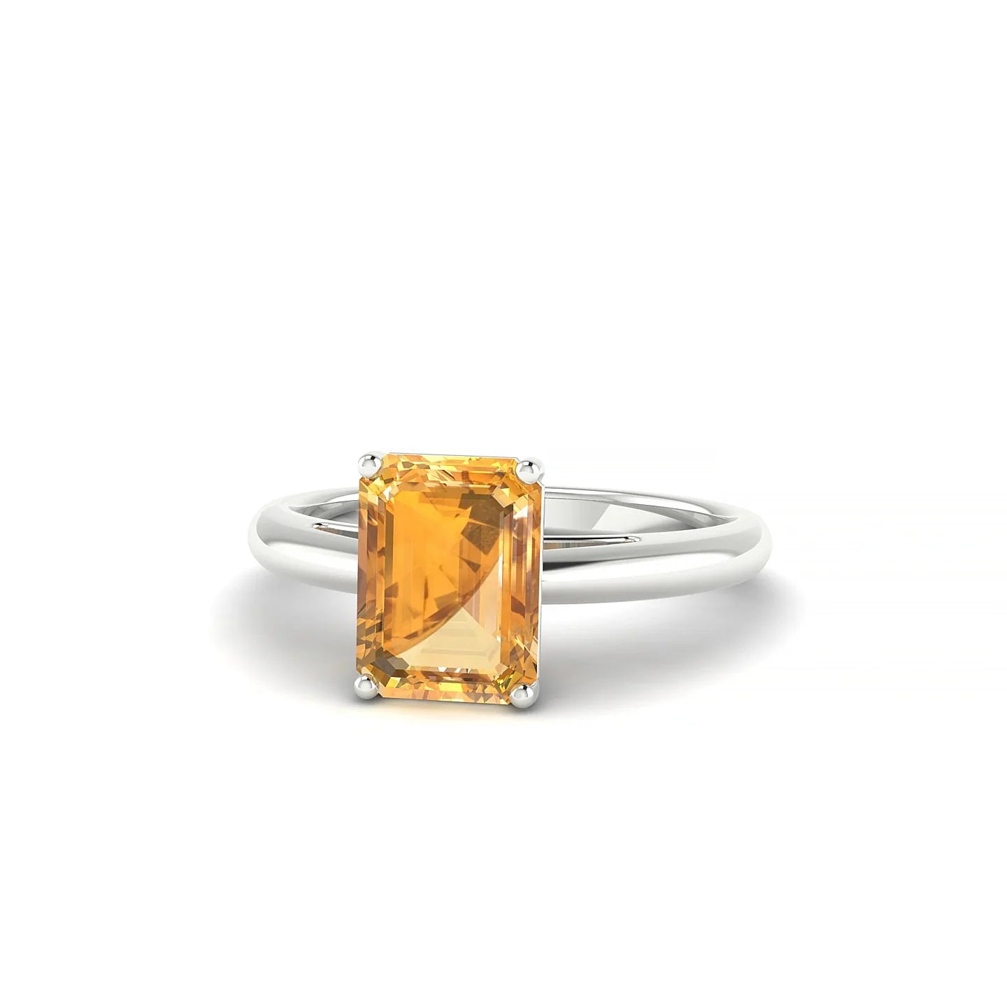 Treasure | 18k White Gold 8 x 6 mm Emerald Citrine Ring