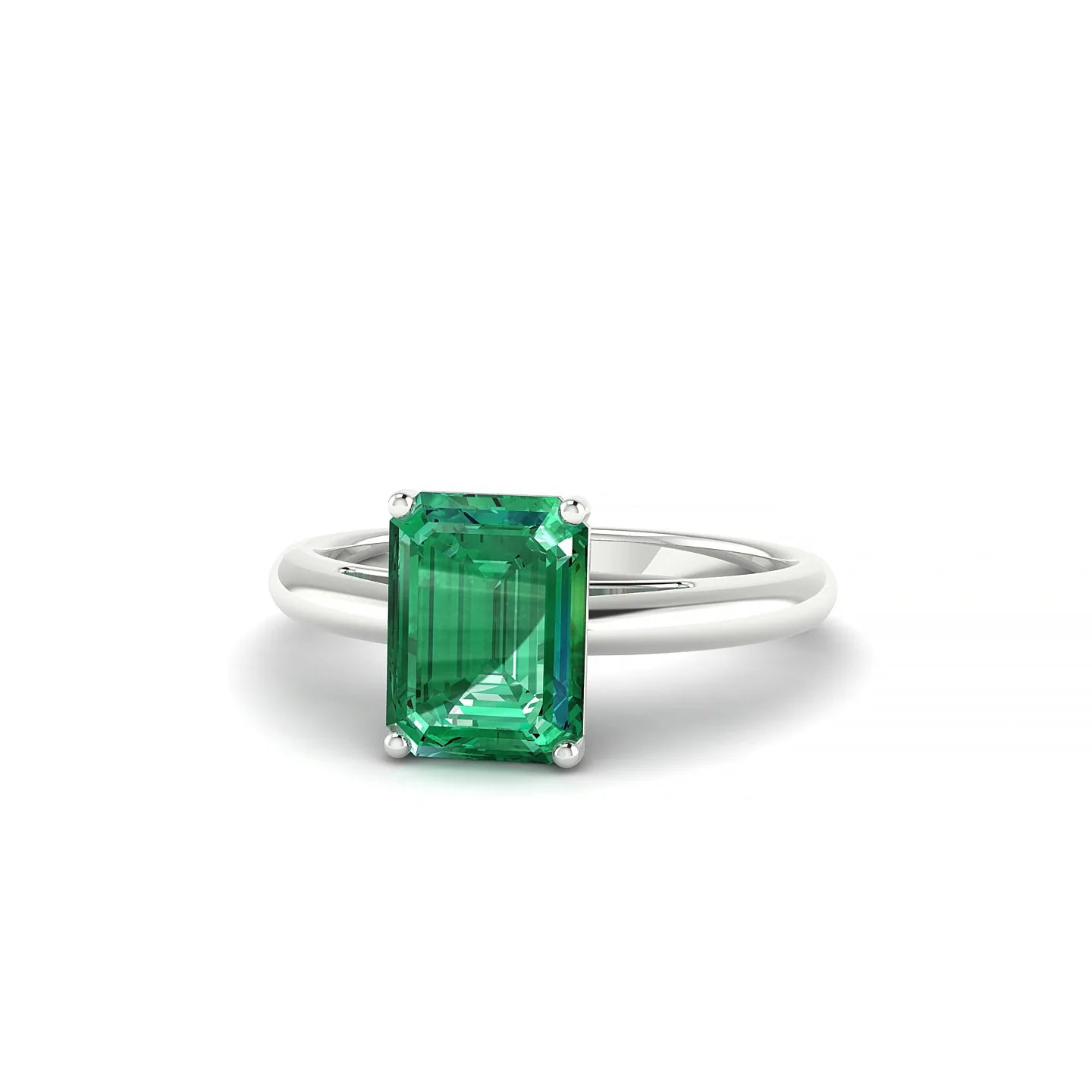 Treasure | 18k White Gold 8 x 6 mm Emerald Emerald Ring