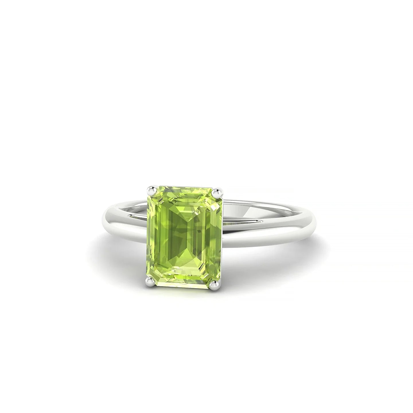 Treasure | 18k White Gold 8 x 6 mm Emerald Peridot Ring