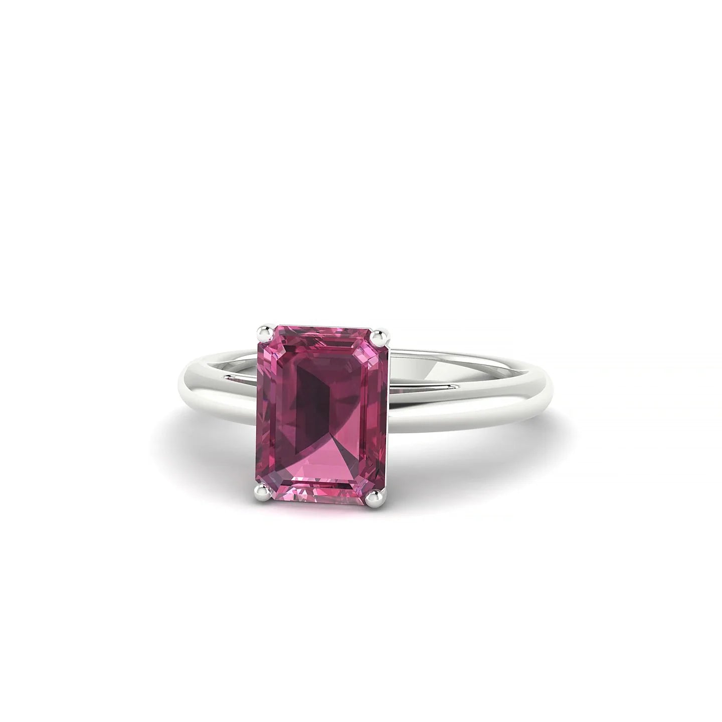 Treasure | 18k White Gold 8 x 6 mm Emerald Rhodolite Ring