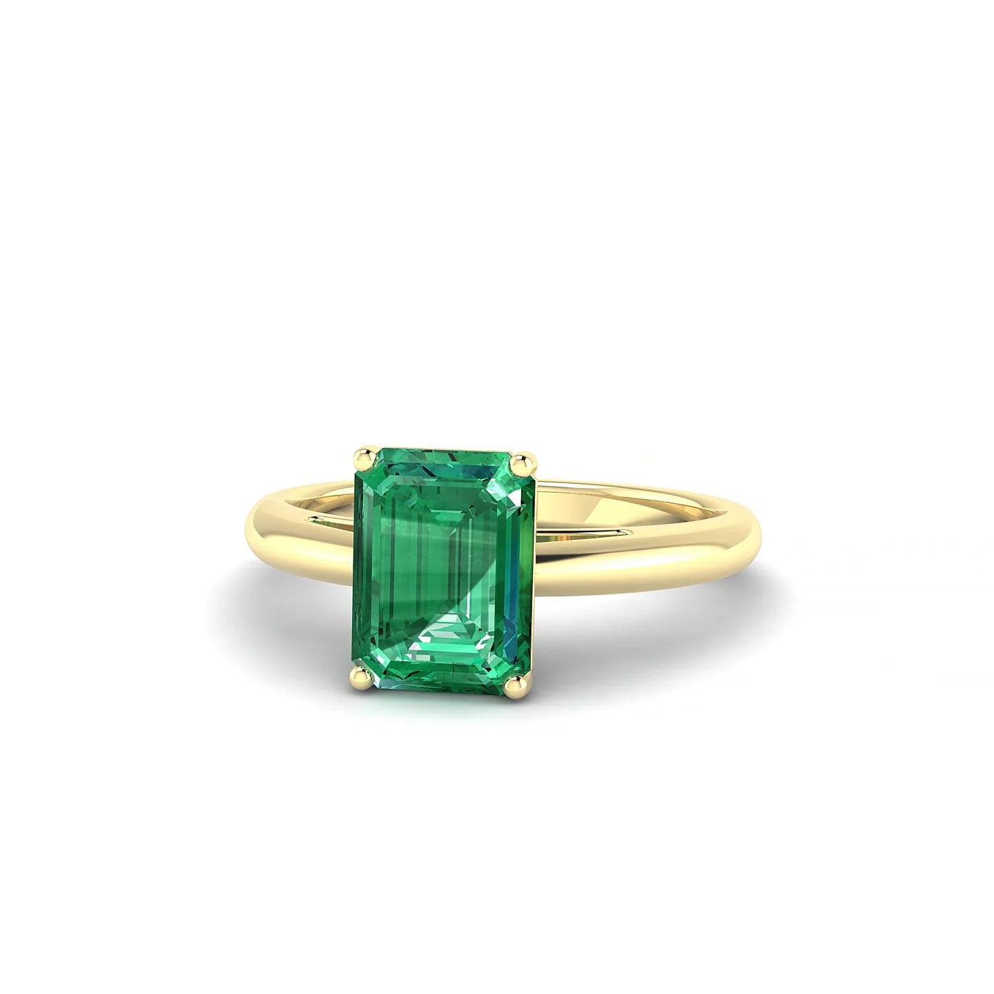 Treasure | 18k Yellow Gold 8 x 6 mm Emerald Emerald Ring