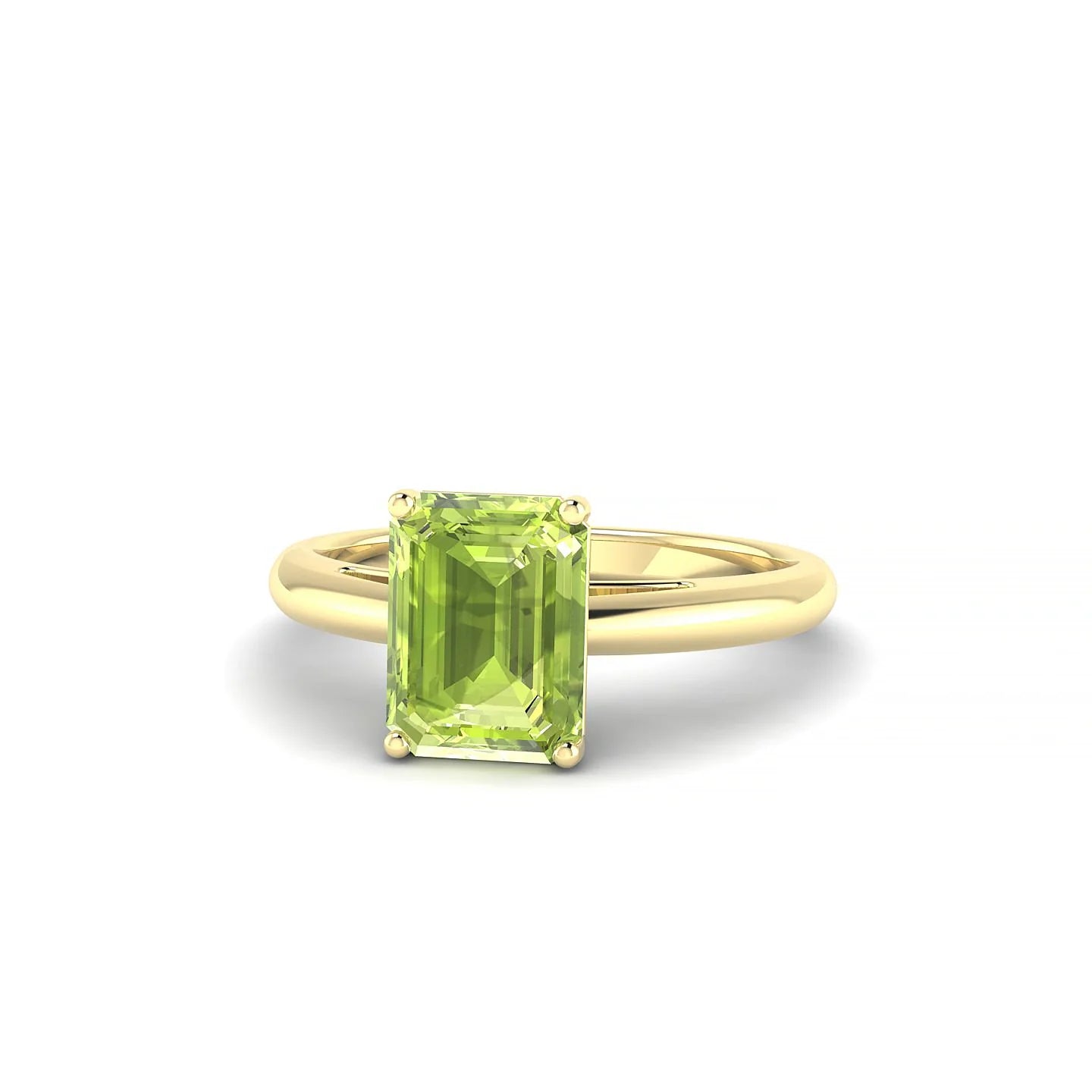 Treasure | 18k Yellow Gold 8 x 6 mm Emerald Peridot Ring