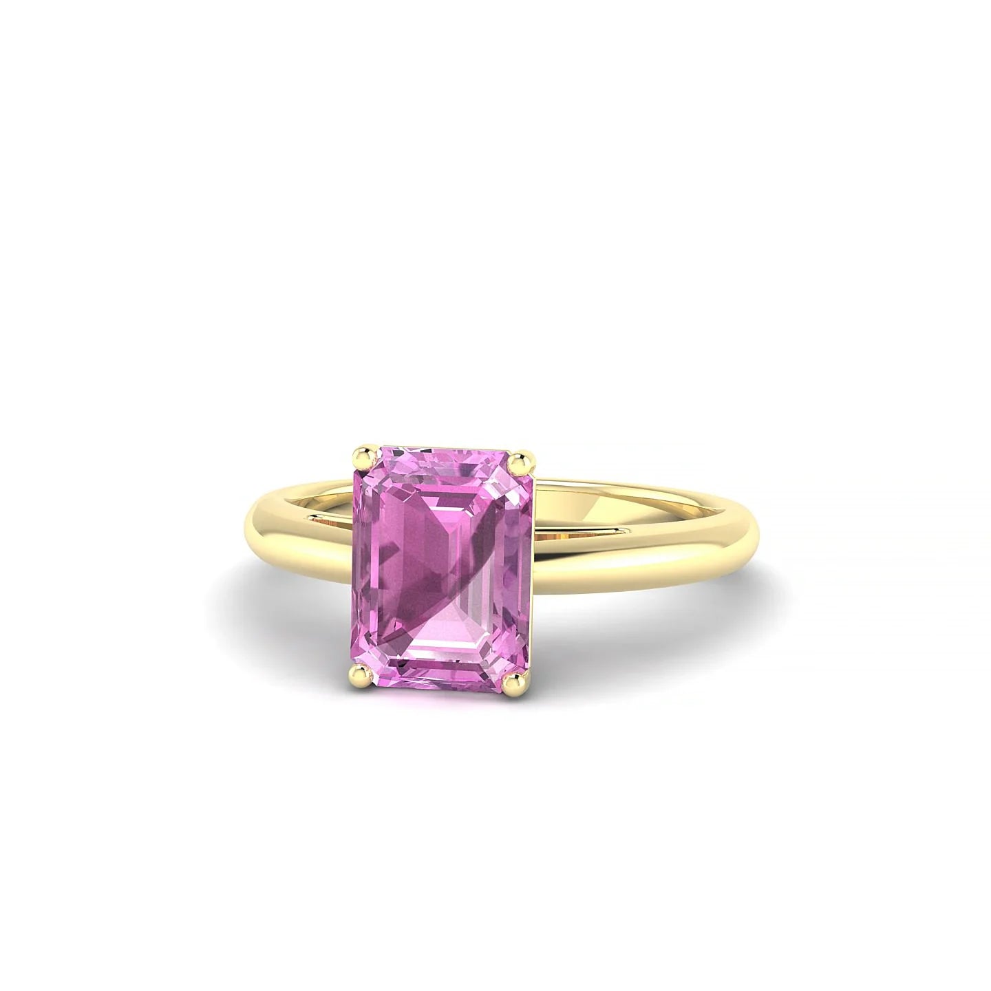 Treasure | 18k Yellow Gold 8 x 6 mm Emerald Pink Sapphire Ring