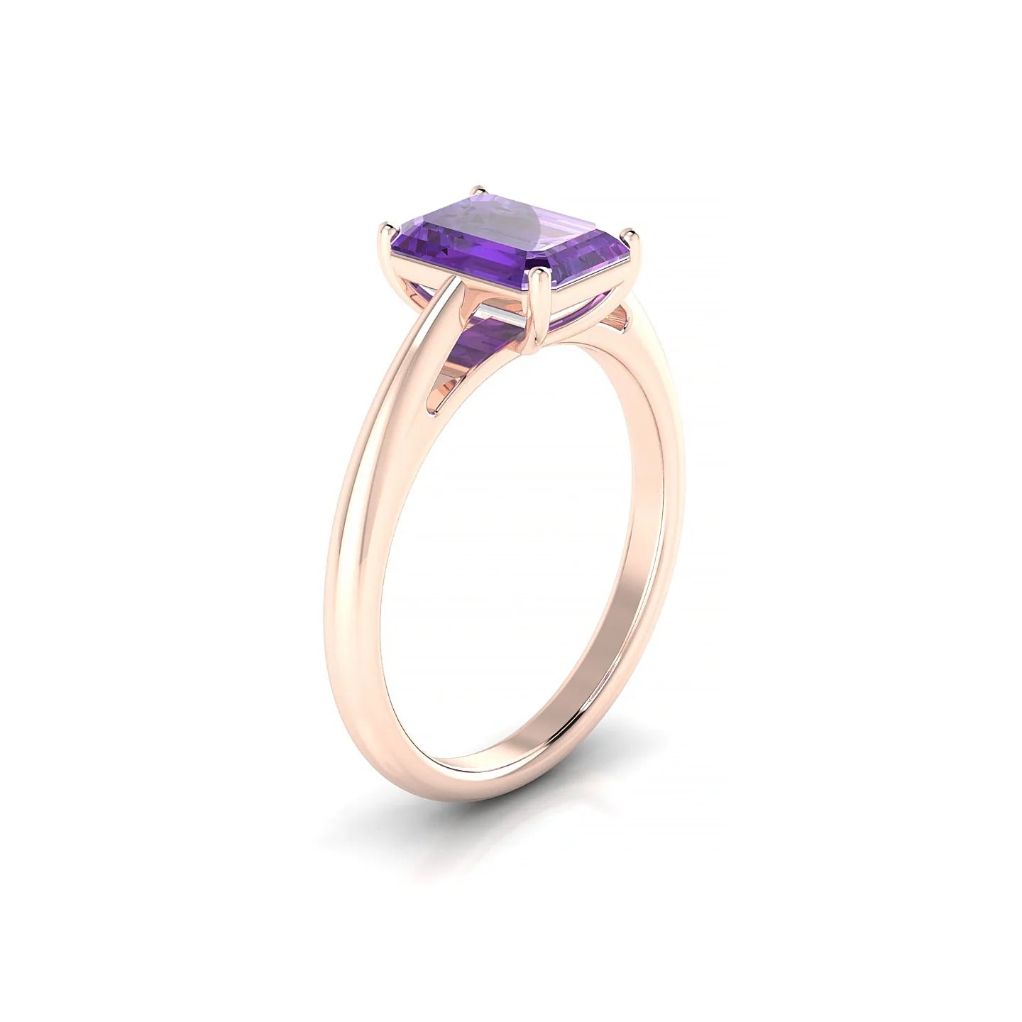 Treasure | 18k Rose Gold 8 x 6 mm Emerald Amethyst Ring