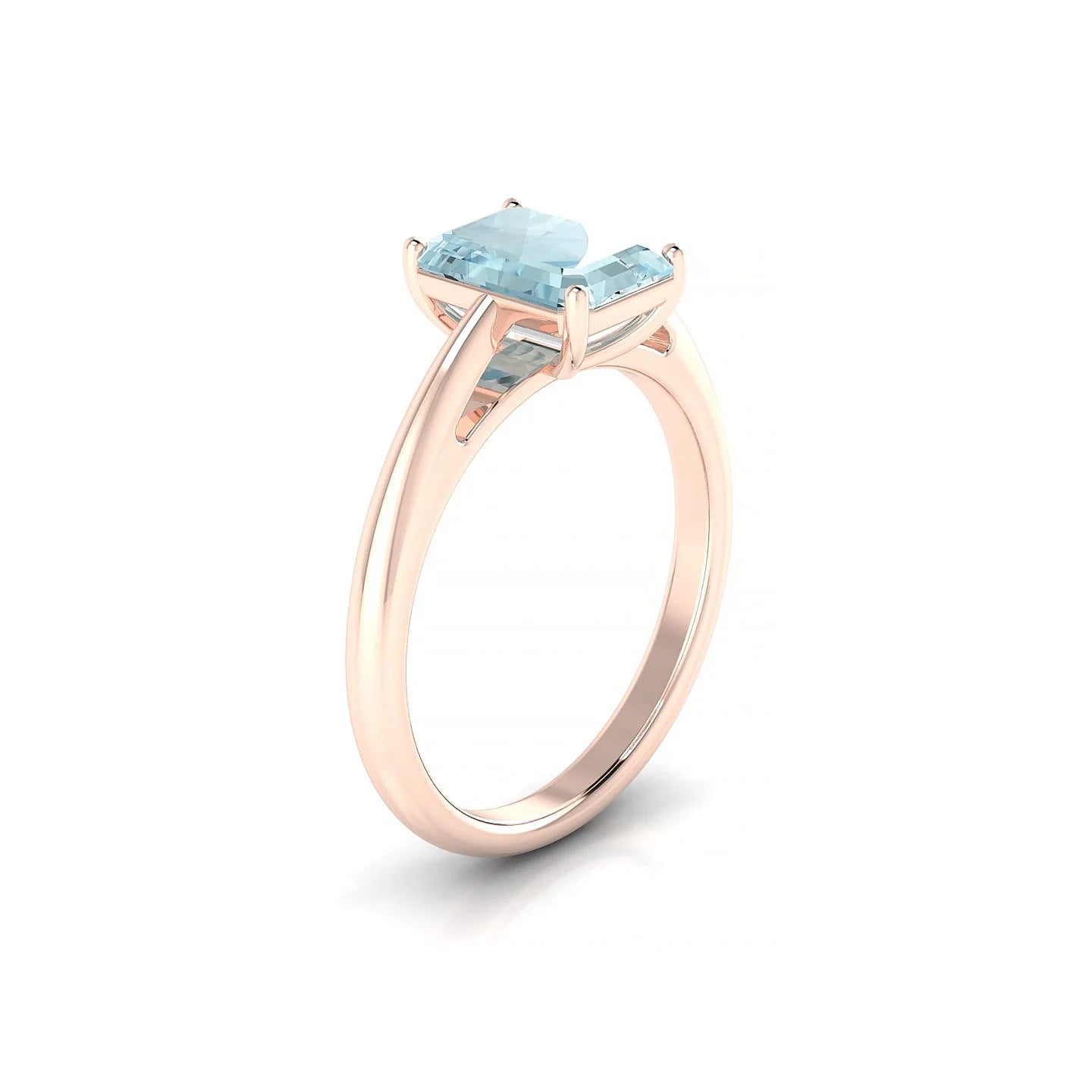 Treasure | 18k Rose Gold 8 x 6 mm Emerald Aquamarine Ring