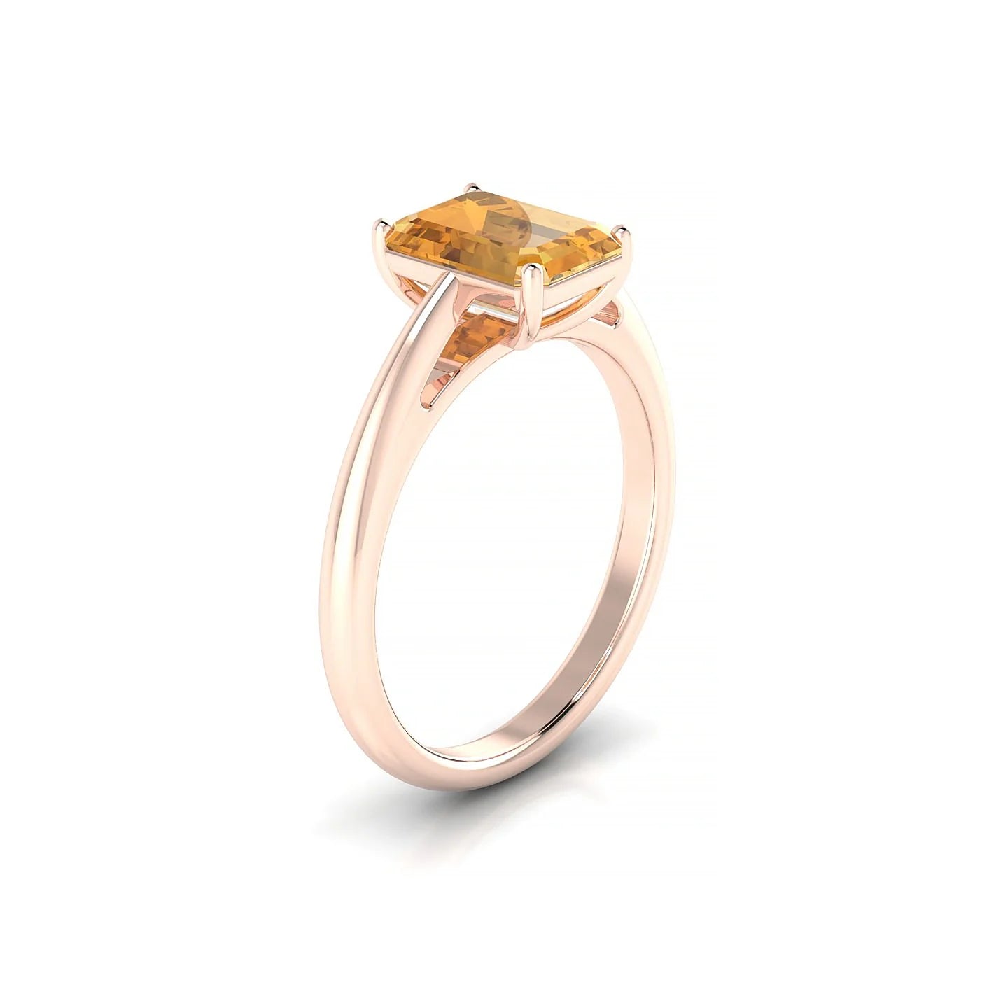 Treasure | 18k Rose Gold 8 x 6 mm Emerald Citrine Ring
