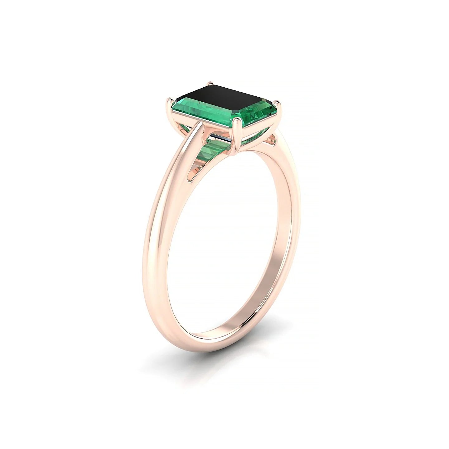 Treasure | 18k Rose Gold 8 x 6 mm Emerald Emerald Ring