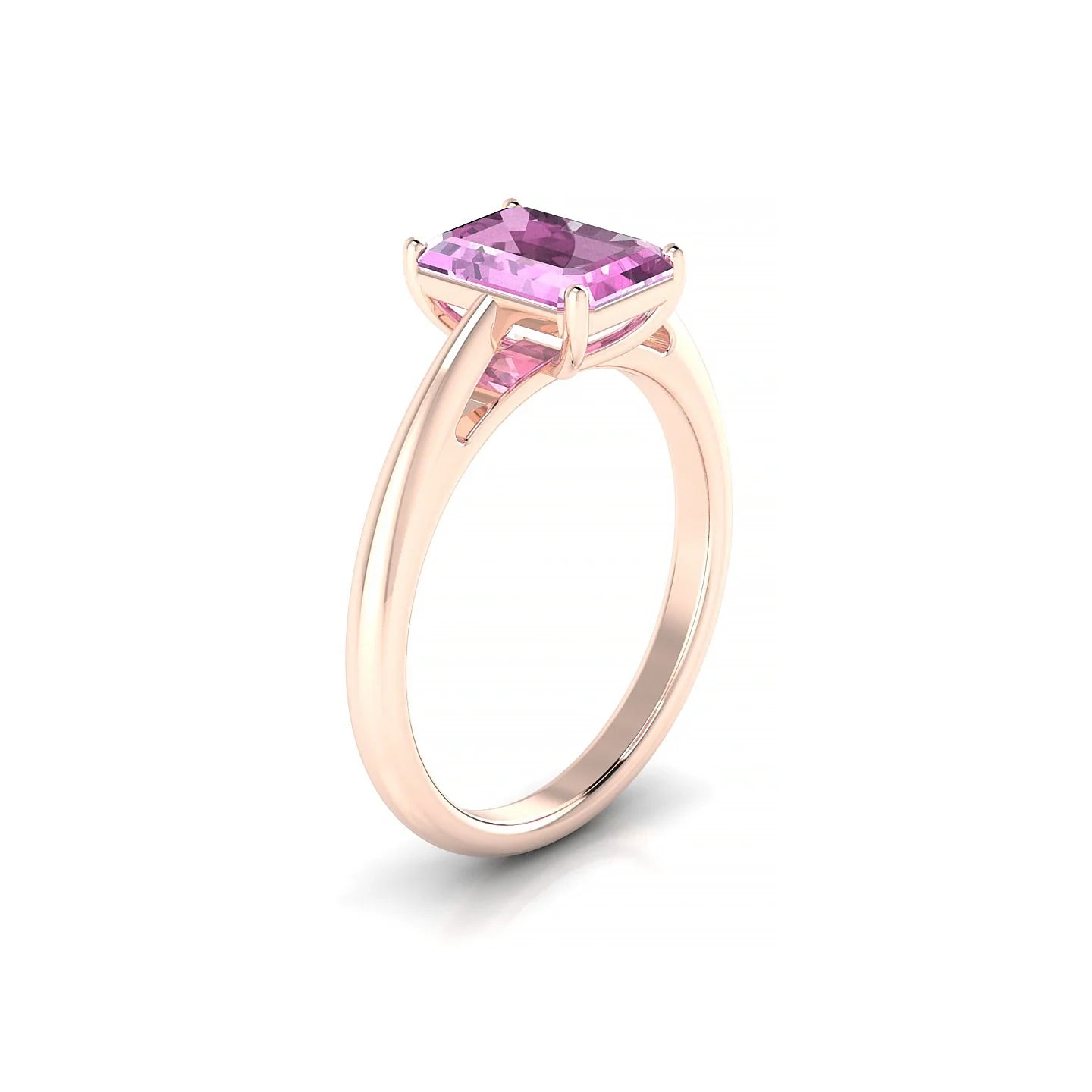 Treasure | 18k Rose Gold 8 x 6 mm Emerald Pink Sapphire Ring